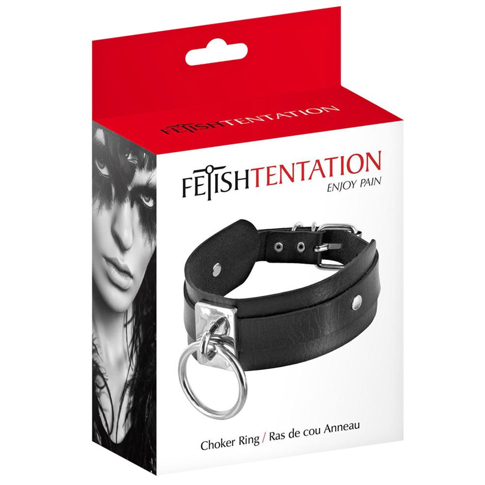 Ошейник c кольцом Fetish Tentation Choker Ring, 41,1 см (черный)