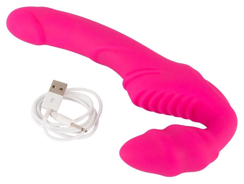 Страпон с вибрацией Vibrating Strapless Strap-On, 21,8 см (розовый)