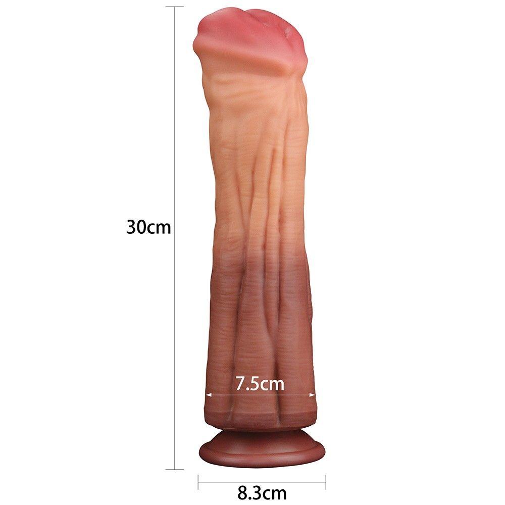 Фалоімітатор LoveToy Dual Layered Silicone Cock 12", 30 см (коричневий)