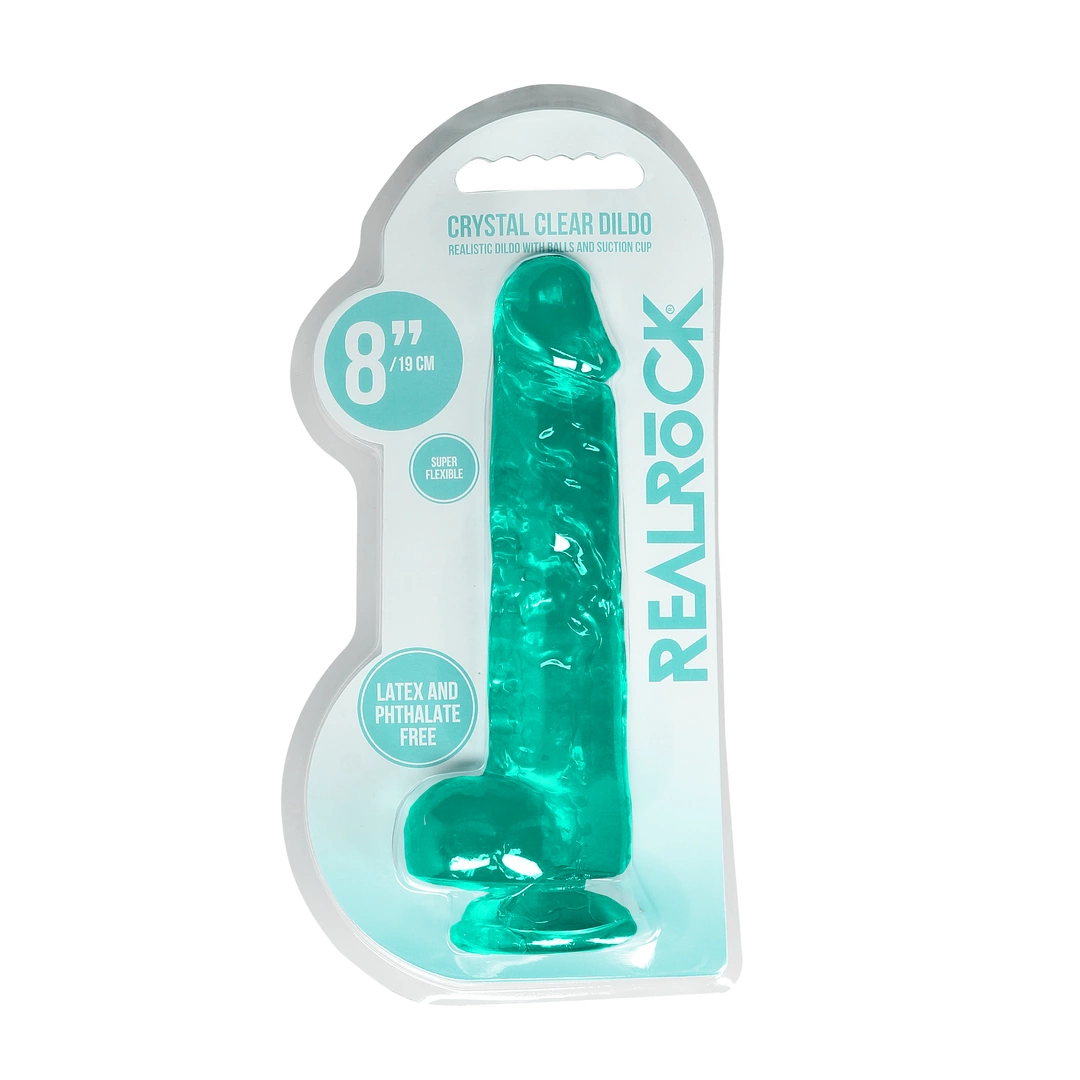 Фаллоимитатор RealRock Crystal Clear 8”, 21 см (зеленый)