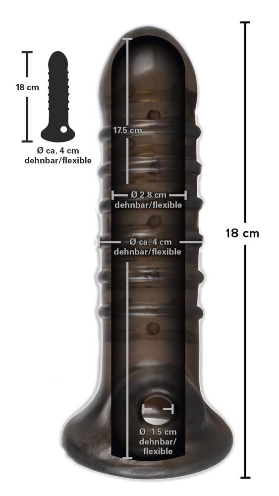 Насадка на пенис Rebel Dick & Ball Sleeve, 18 см (черный)