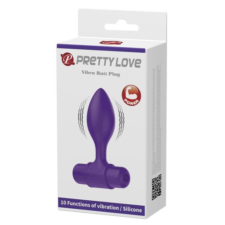 Анальна пробка Pretty Love Vibra Butt Plug, 8,6 см (фіолетовий)