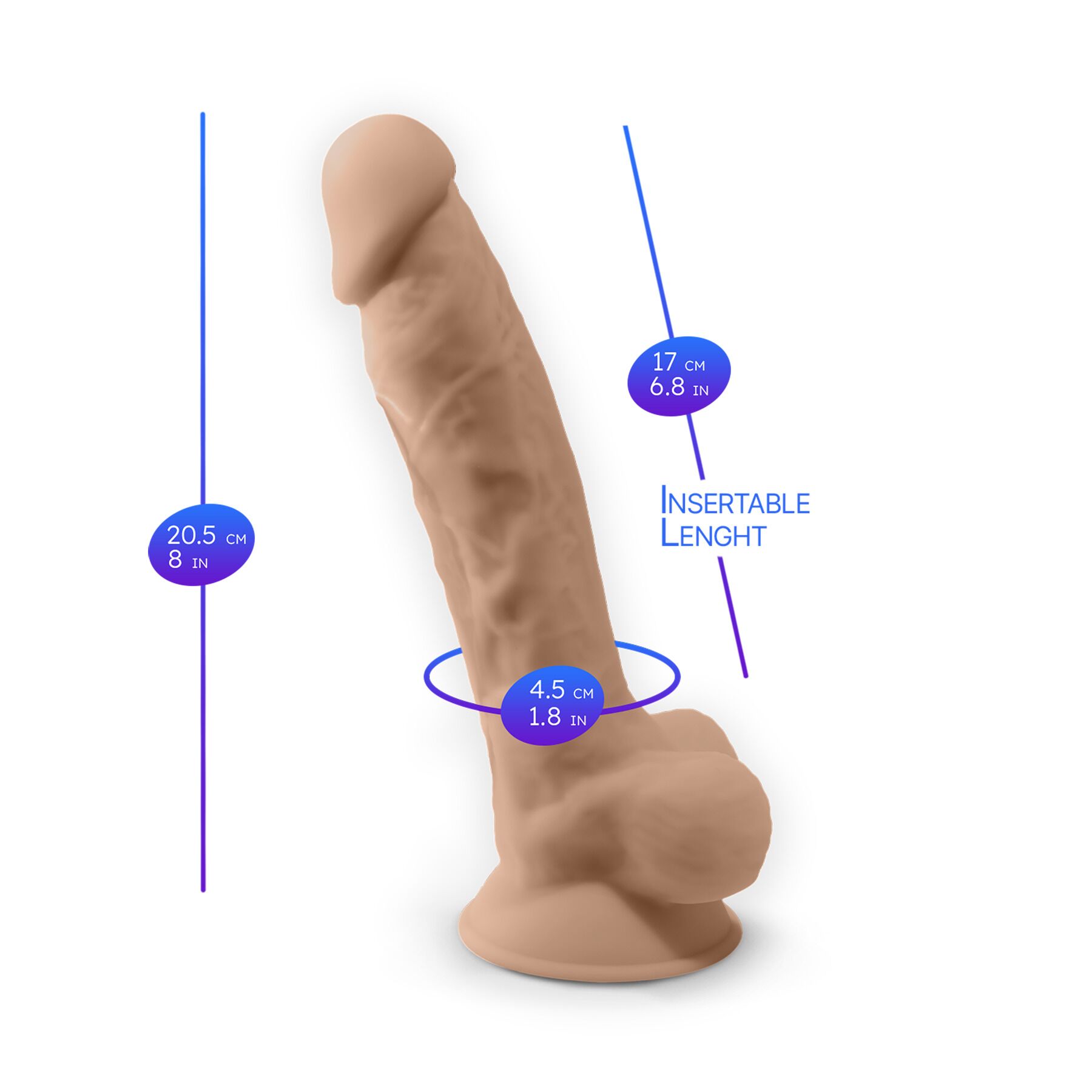 Вибратор Silexd Premium Silicone Dildo Model 1 Size 8 LRS, 20 см (телесный)