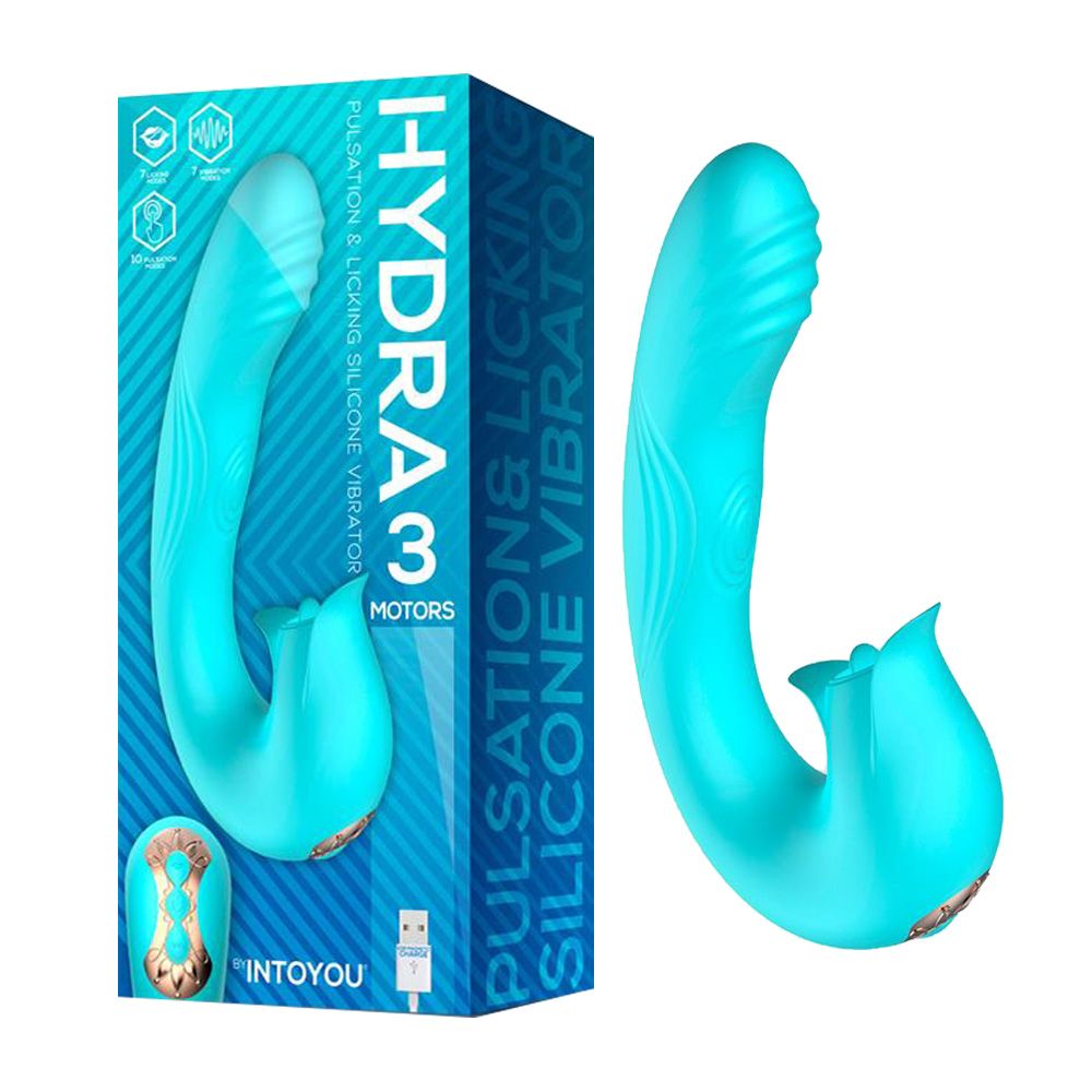 INTOYOU Hydra - Wibrator królik, Niebieski, 16.8 cm