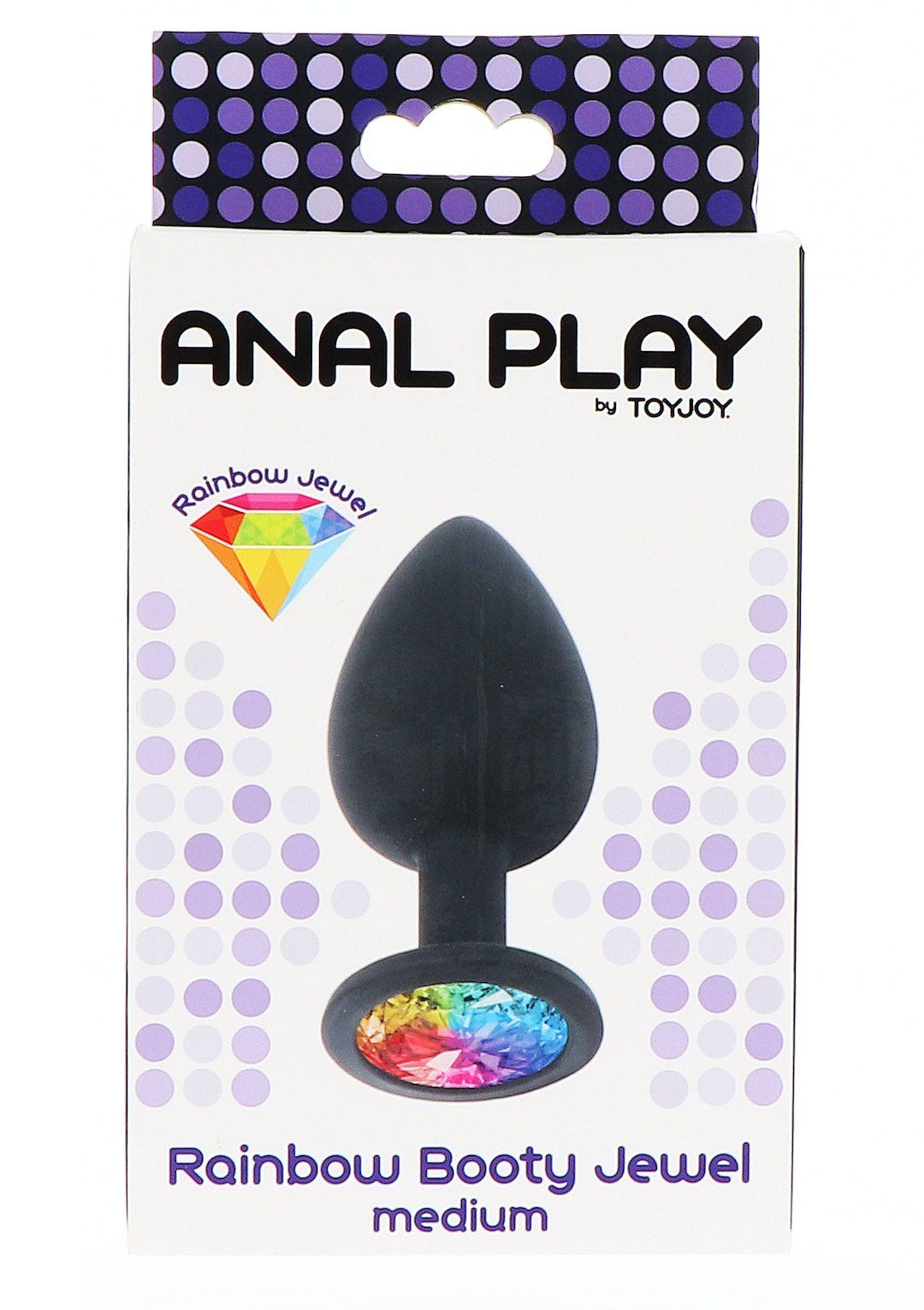Анальна пробка з кристалом ToyJoy Rainbow Booty Jewel Medium, 8 см (чорний)