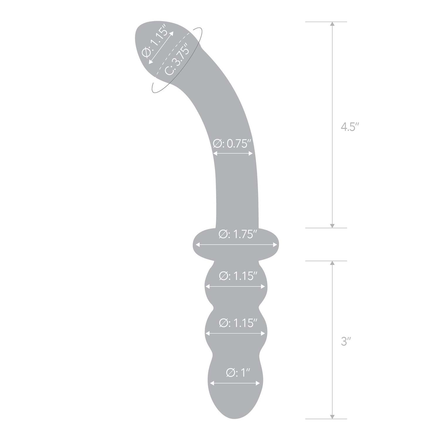 Двухсторонний фаллоимитатор G-Spot Glas Ribbed, 20.3 см (прозрачный)