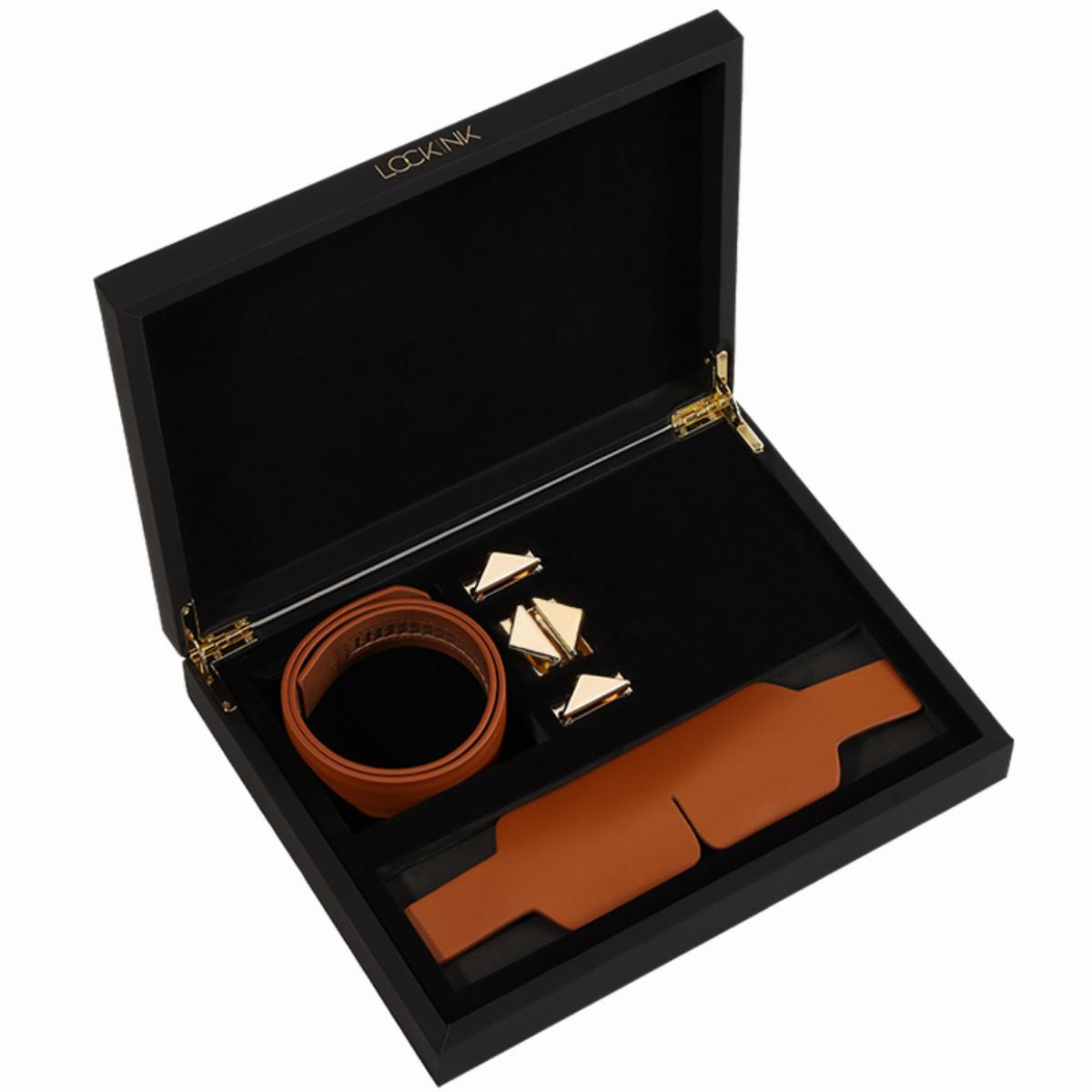 Маска на глаза Lockink Luxury Leather Blindfold Kit (коричневый)