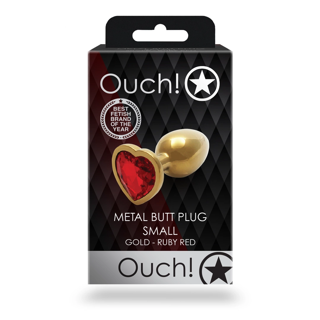 Анальная пробка Ouch! Heart Gem Butt Plug S, 6.2 см (золотистый)