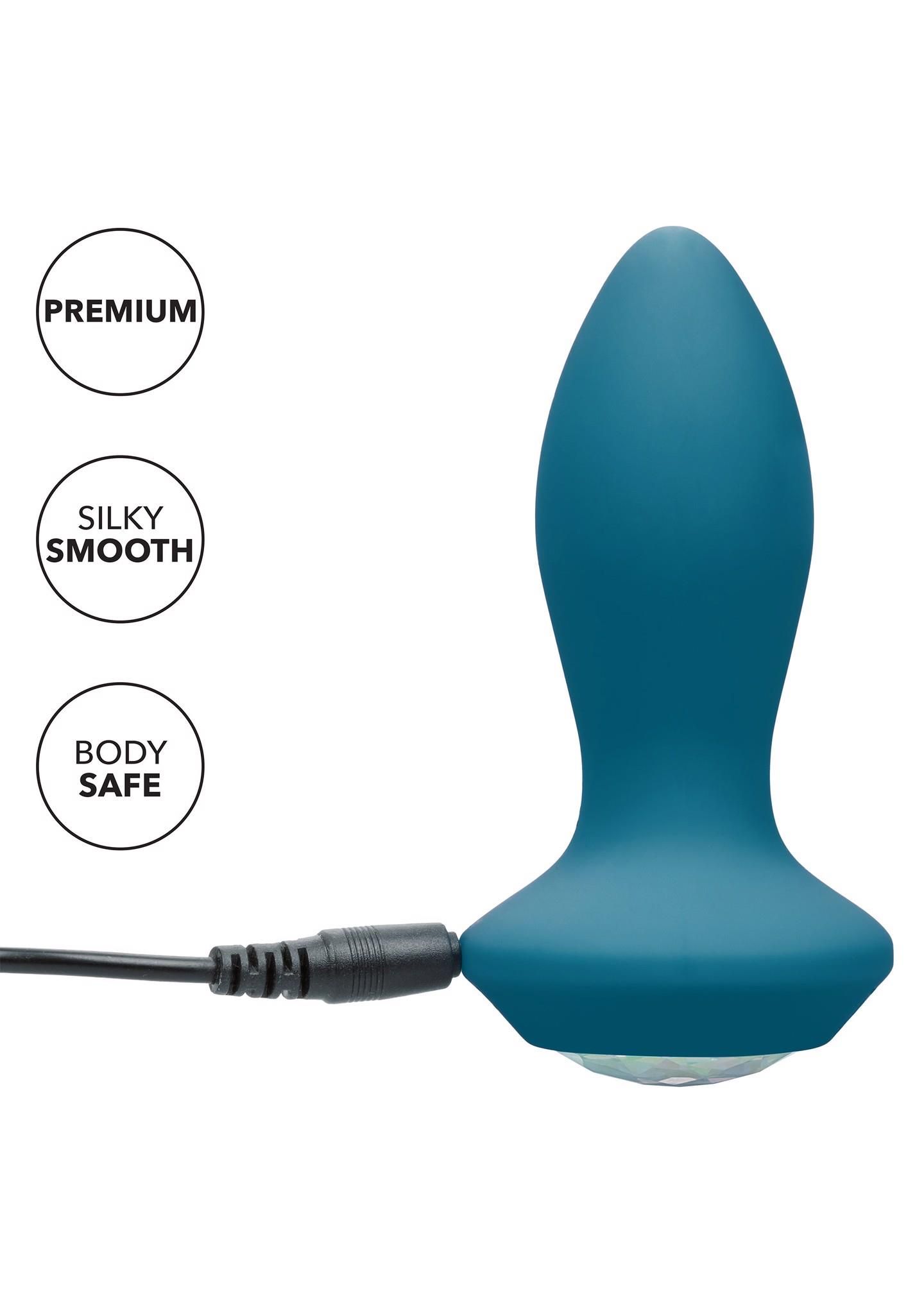Анальна пробка Power Gem Vibrating Crystal Probe, 10,7 см (блакитний)
