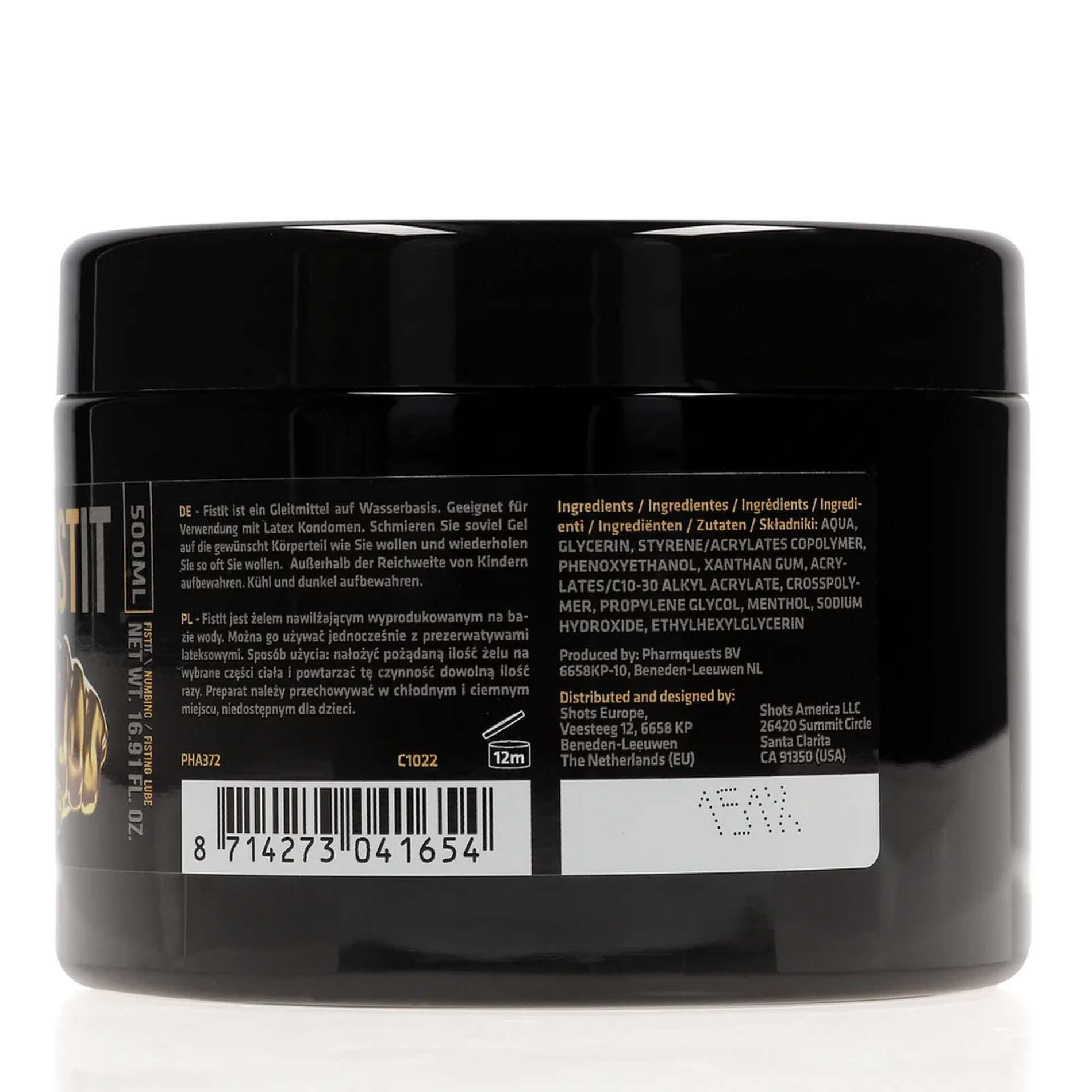 Lubrykant na bazie wody Fist It Numbing, 500 ml
