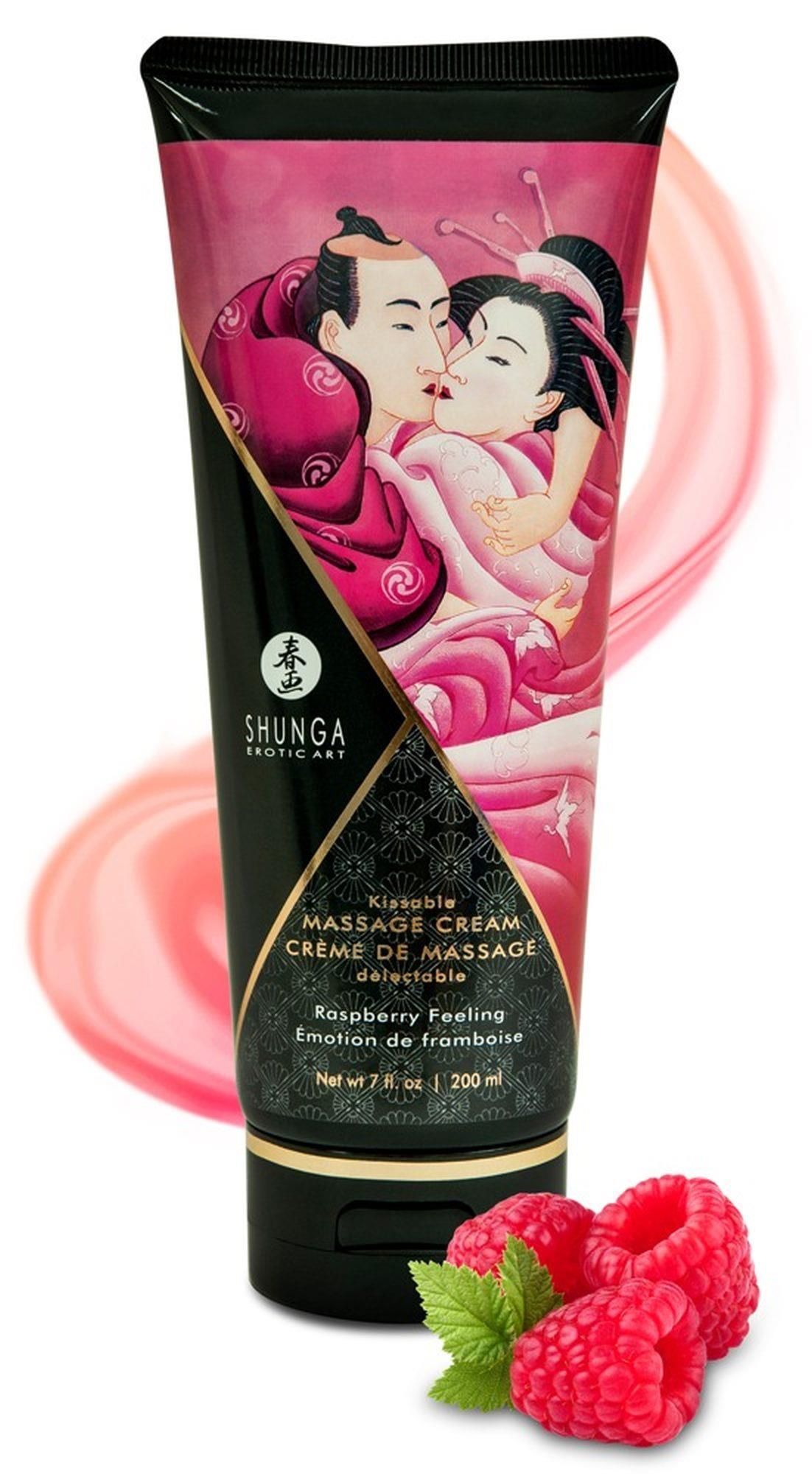 Масажний крем Shunga Massage Cream зі смаком малини, 200 мл