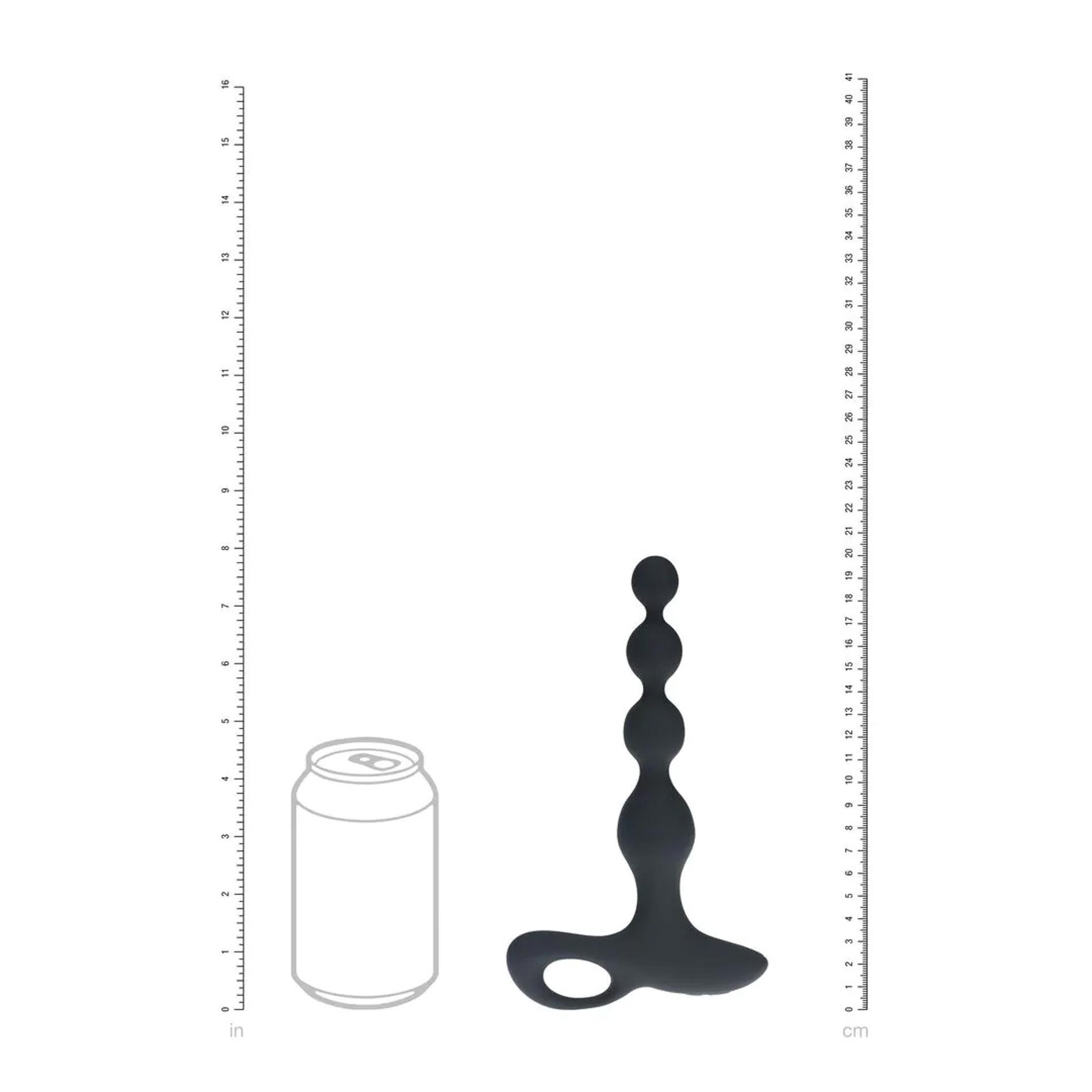 Levelz Remote Control Beaded Vibrating Silicone Anal Plug - Wibrator analny, Czarny, 20.3 cm