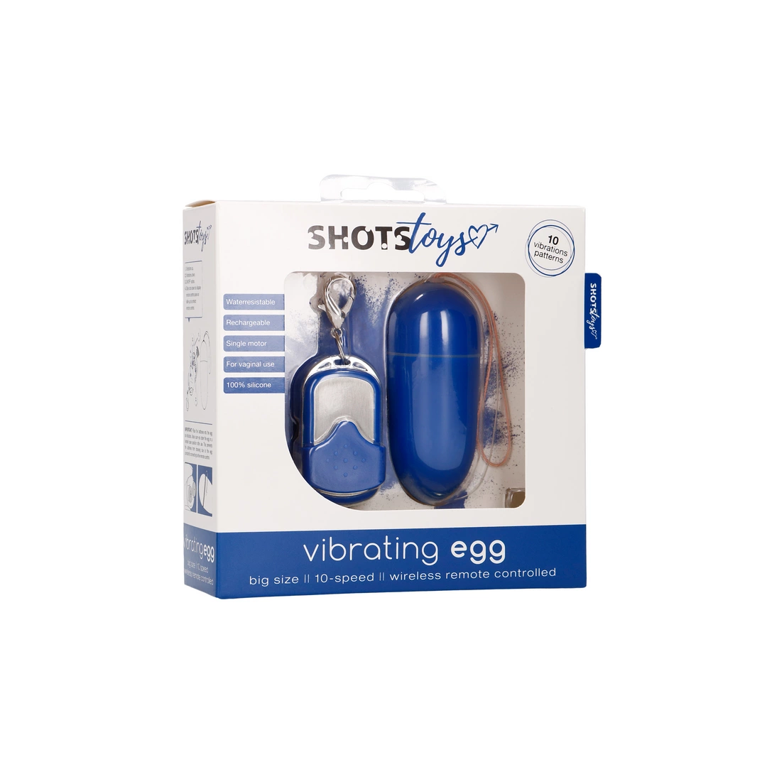 Wibrujące jajeczko ShotsToys Remote Vibrating Egg, 8 cm (niebieski)