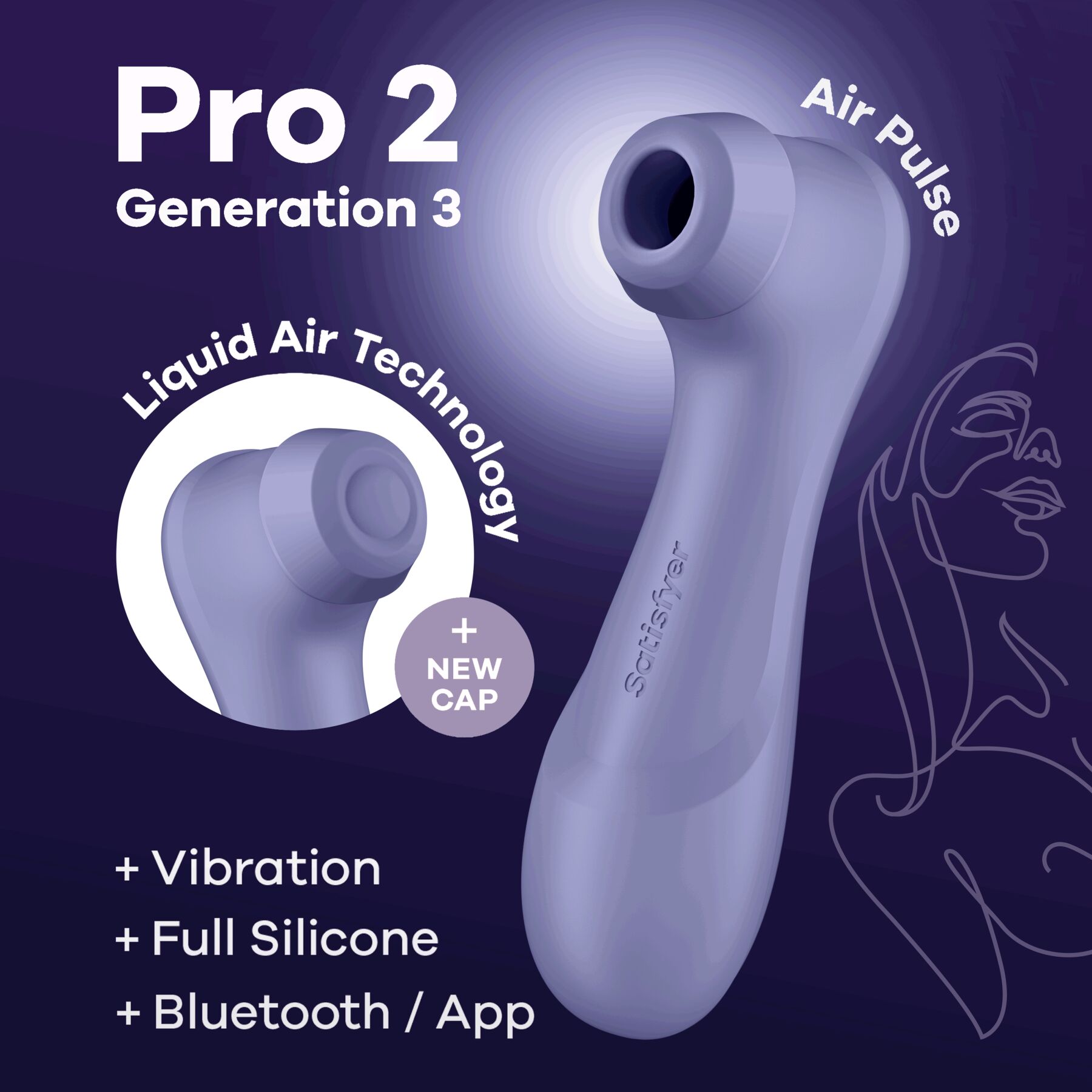 Вакуумный стимулятор клитора с вибрацией Satisfyer Pro 2 Generation 3 Connect App (фиолетовый)