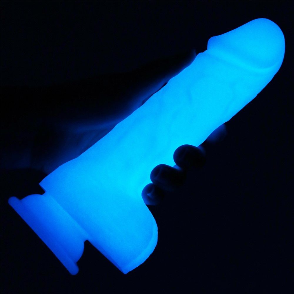 Неоновый фаллоимитатор LoveToy Lumino Play, 19,3 см (синий)