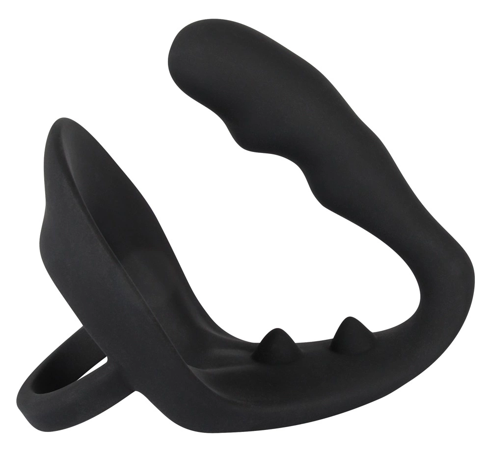 Стимулятор простаты Black Velvets Ring & Plug, 10.5 см (черный)