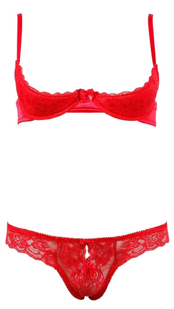 Комплект белья Cottelli Lingerie Half-cup Bra Set, 80B/M (красный)