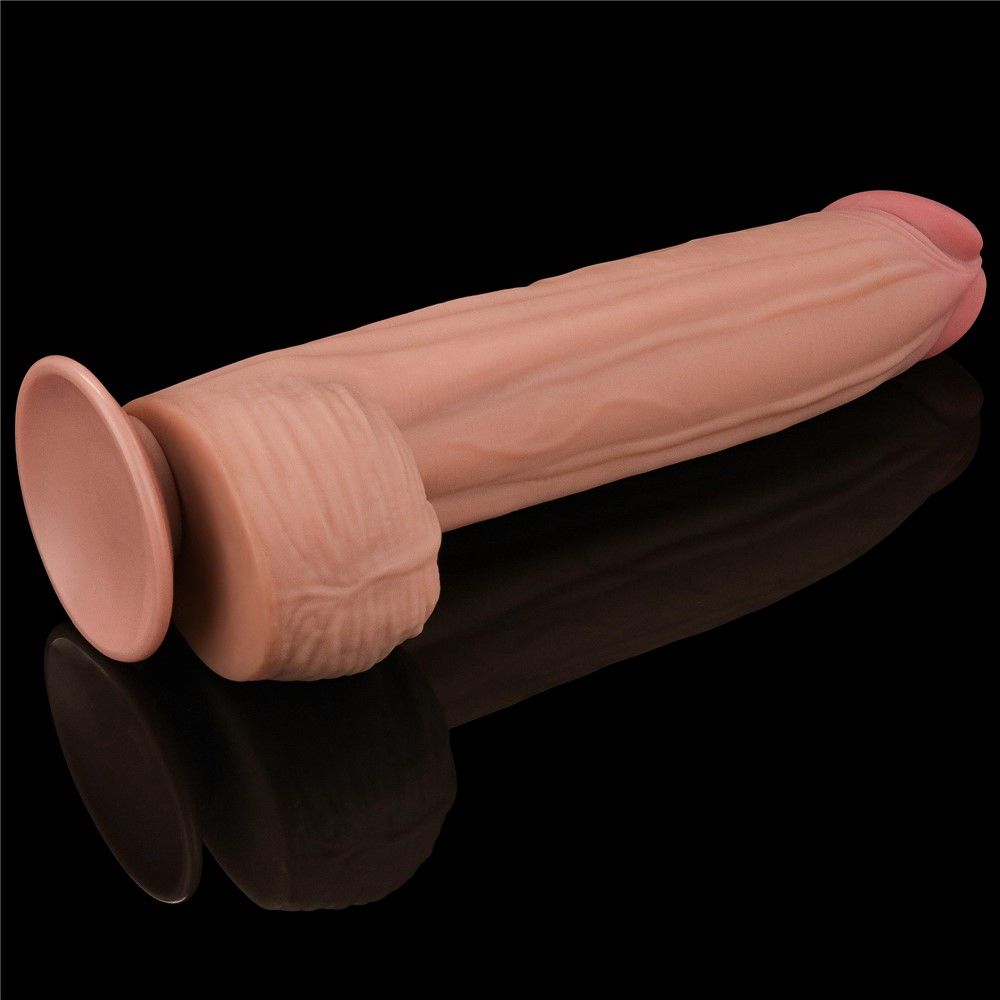 Фалоімітатор LoveToy Sliding-Skin Dual Layer Dong King Sized, 31 см (тілесний)