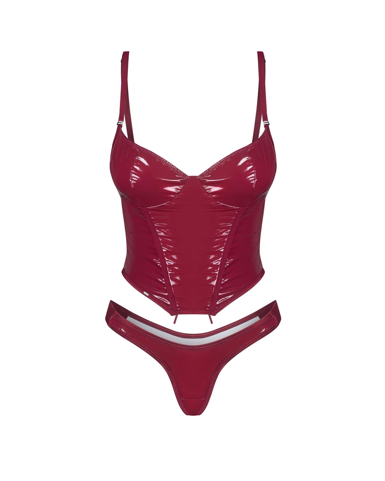 Корсет и стринги Obsessive Redya, L/XL (красный)