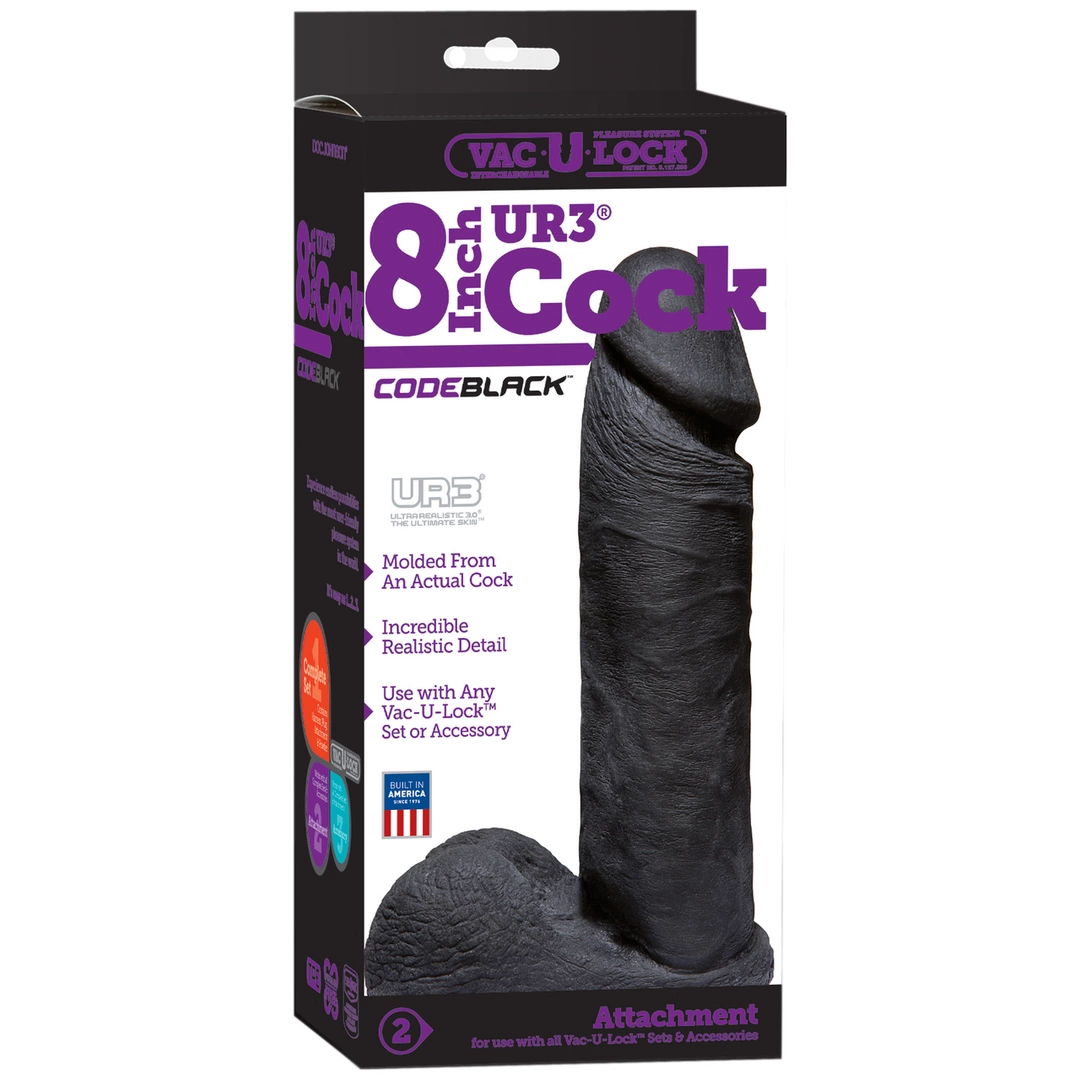 Фаллоимитатор Doc Johnson Vac-U-Lock CodeBlack UR3 Dong 8 Inch, 20.5 см (черный)