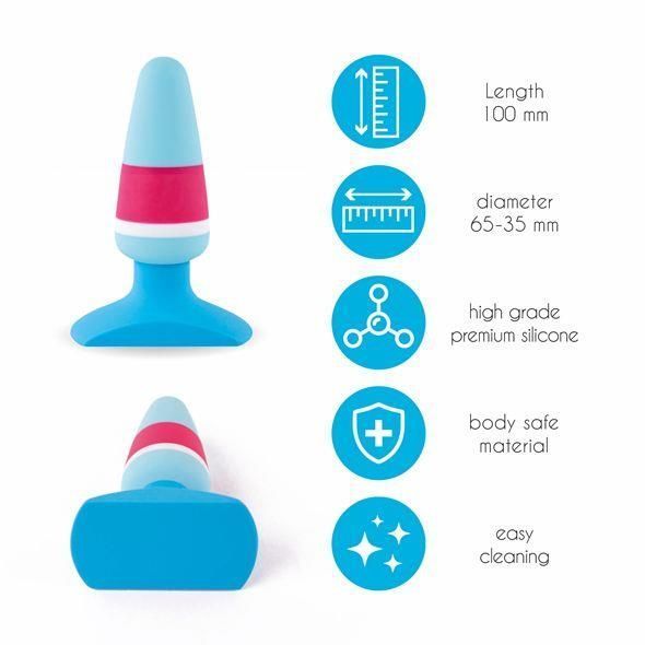 Korek analny FeelzToys Plugz Butt Plug, 7 cm (niebieski)
