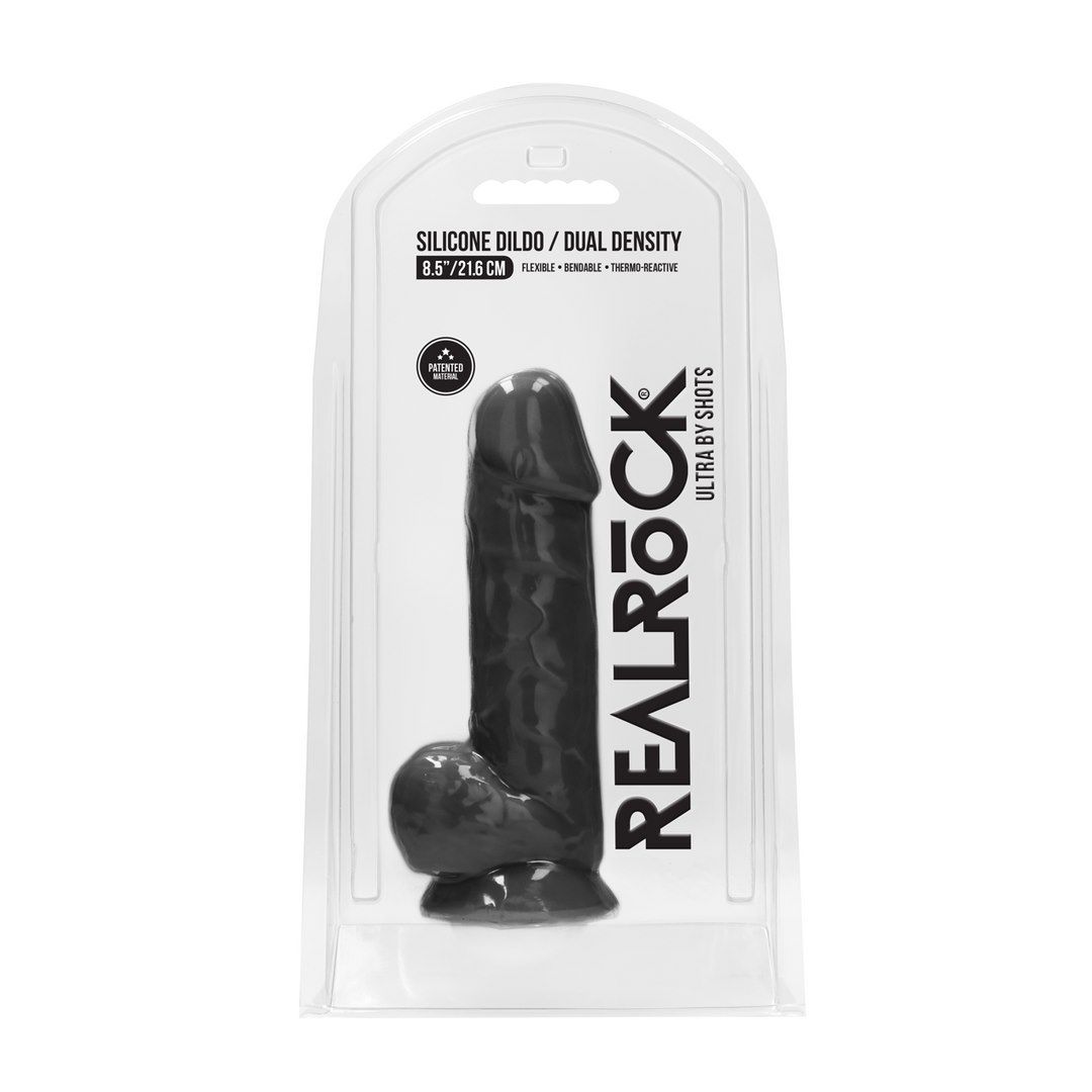 Фаллоимитатор RealRock With Balls, 21.6 см (черный)