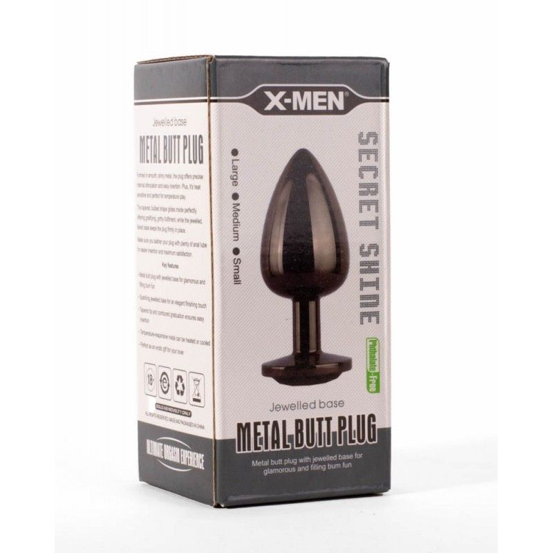 Korek analny X-Men Secret Shine Black Jewell, 7,1cm (czarny)