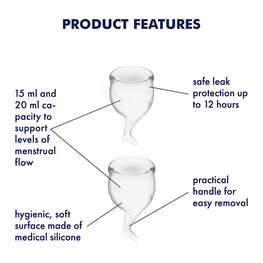 Менструальная чаша Satisfyer Feel Secure, 2 шт (прозрачный)