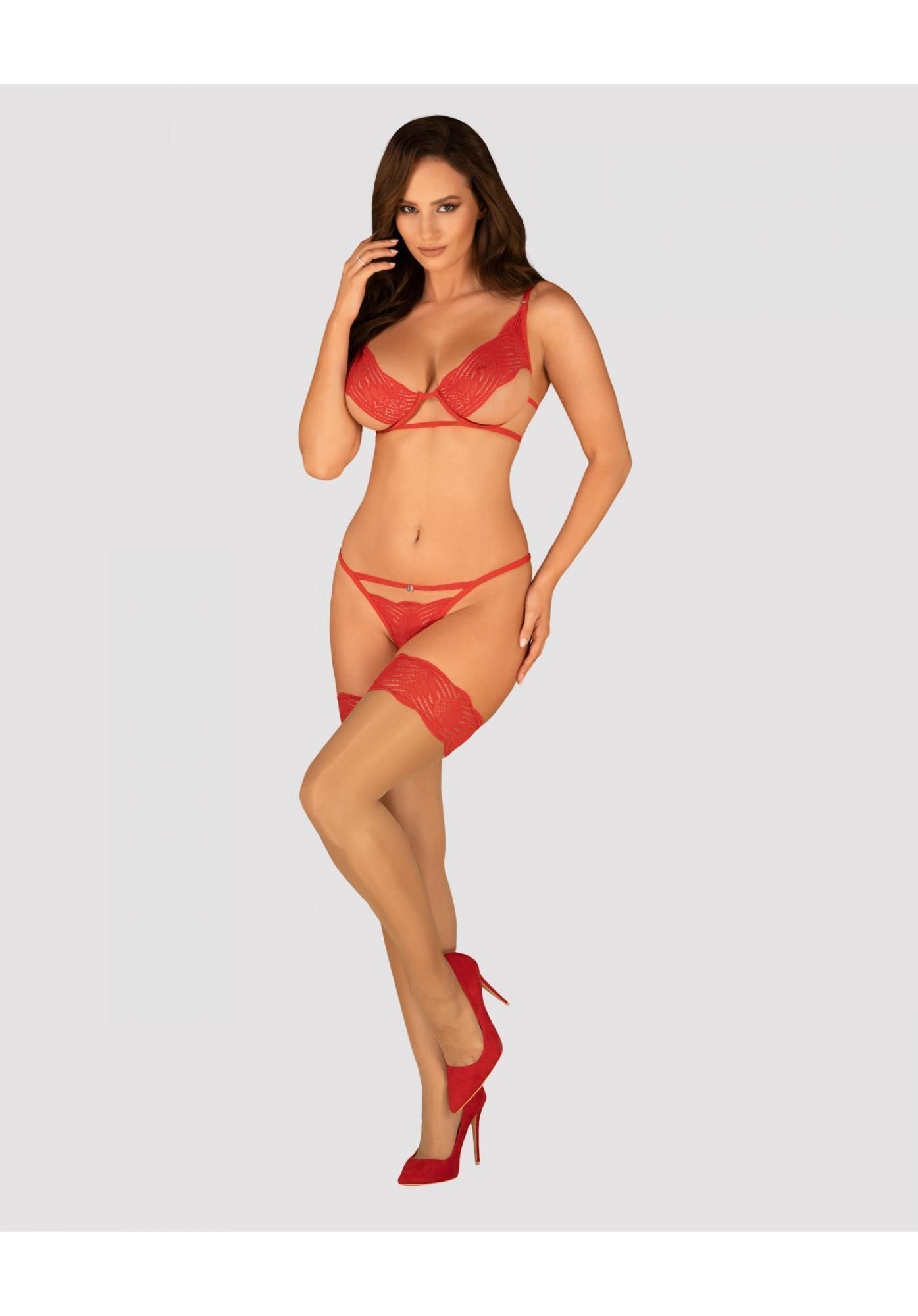 Комплект белья Obsessive Mellania, S/M (красный)