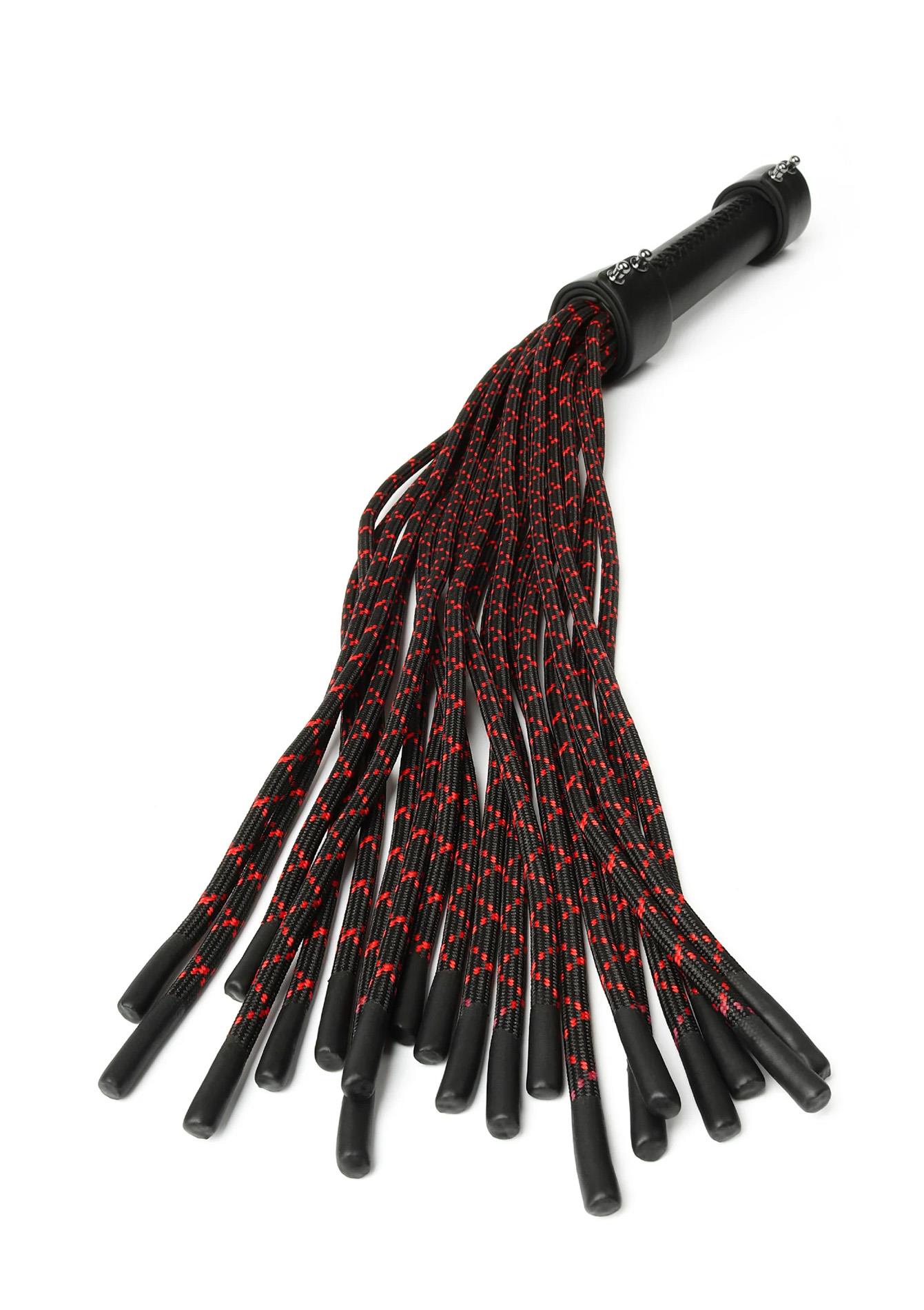 Флоггер Hidden Desire Genuine Leather Knot Flogger, 55 см (черный с красным)