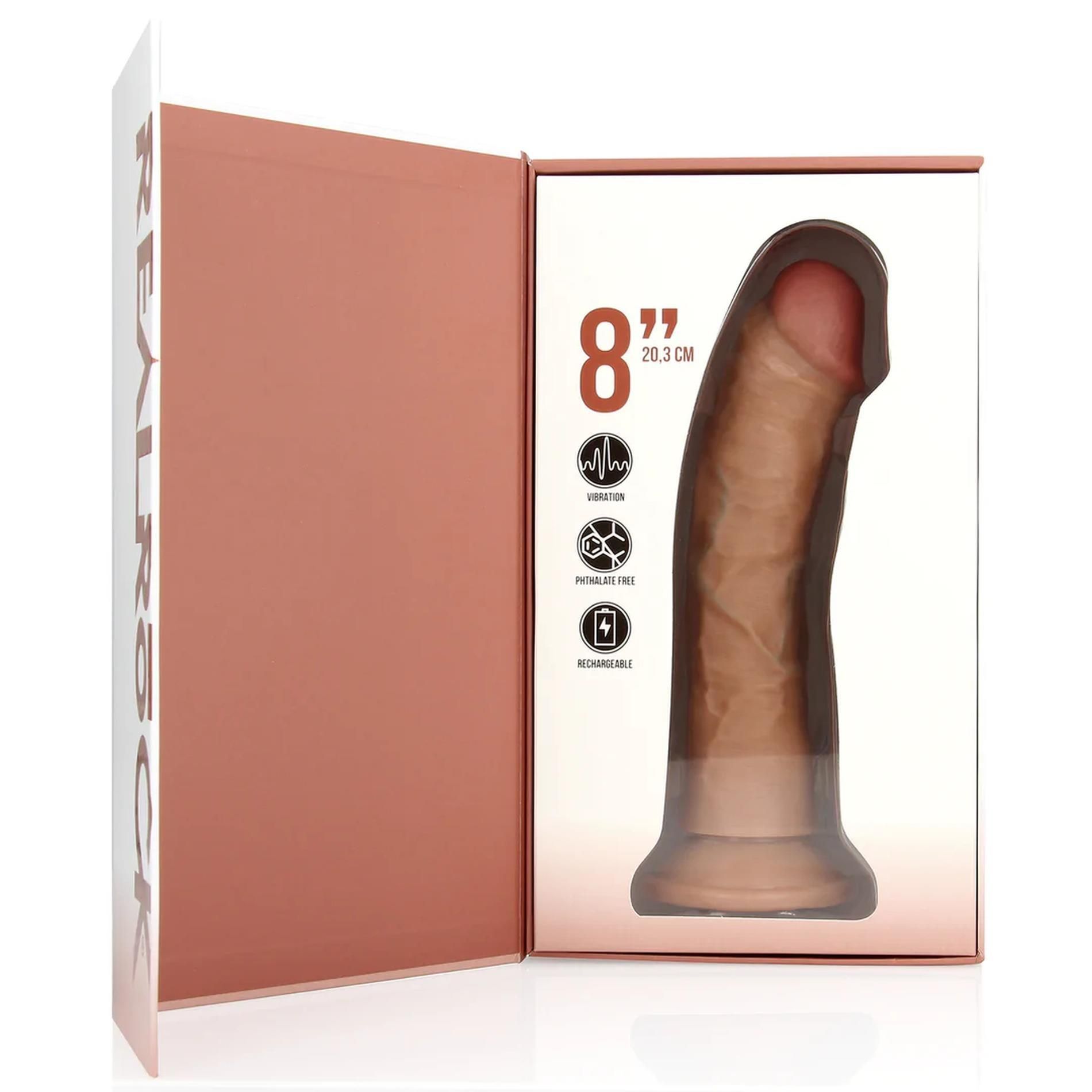 Вибратор RealRock Regular Curved Cock, 20.5 см (коричневый)