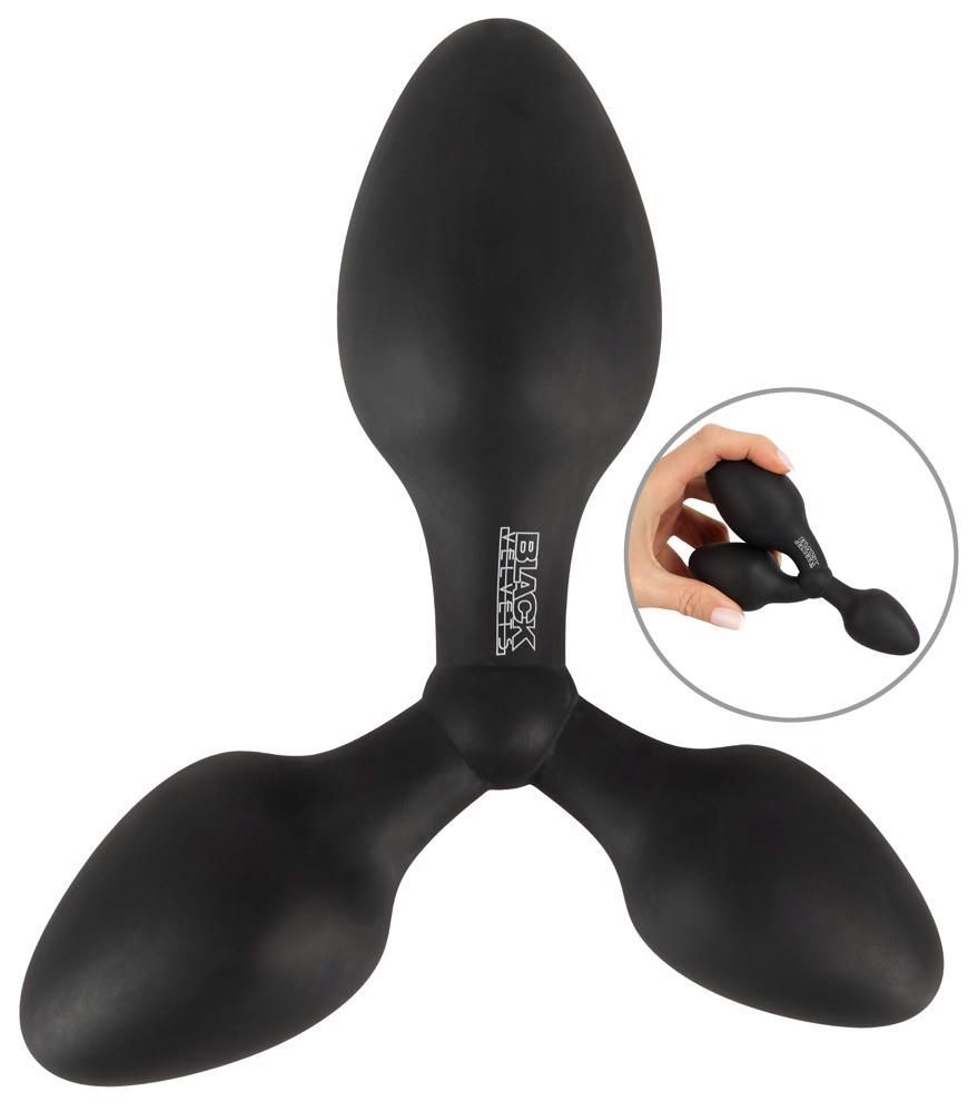 Анальная пробка Black Velvets Triple Butt Plug, 13.8 см (черный)