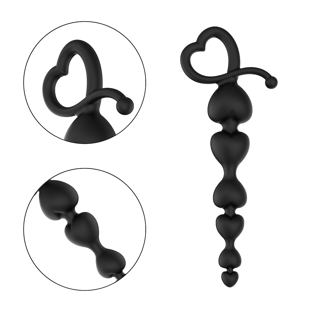 Анальная цепочка Erospace Wild Play C2, 18,3 см (черный)