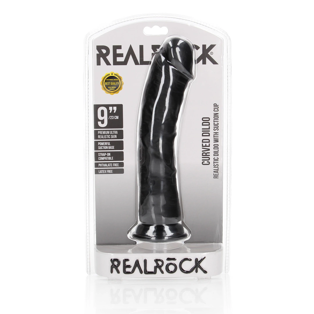 Фаллоимитатор RealRock Curved Realistic 9", 25 см (черный)