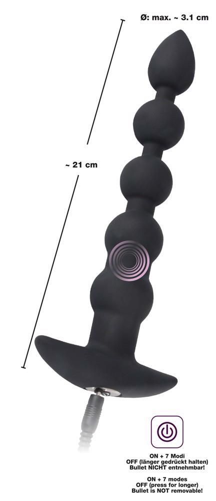 Анальная цепочка с вибрацией Black Velvets Rechargeable Beads, 21 см (черный)