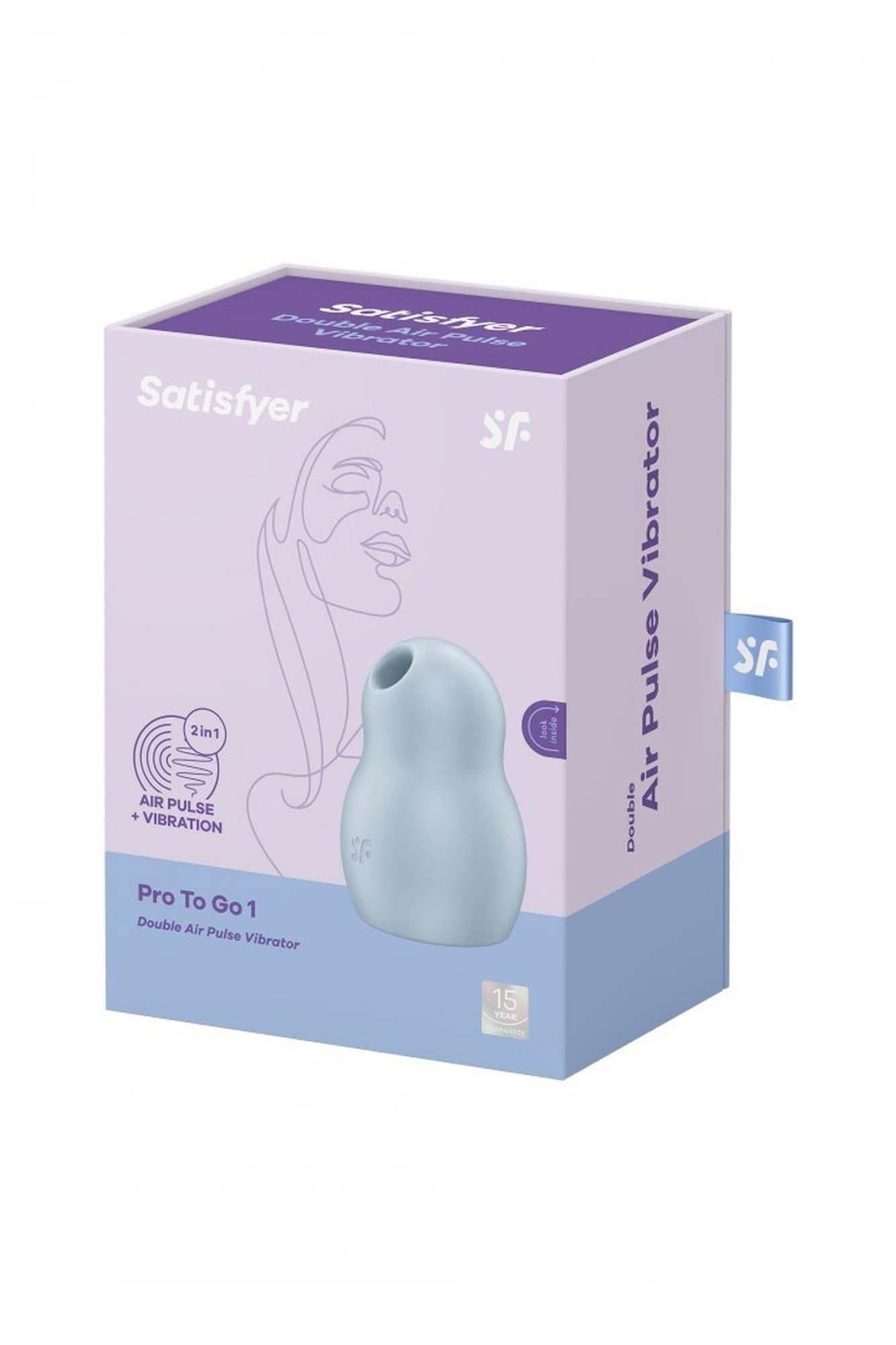 Вакуумный стимулятор клитора с вибрацией Satisfyer Pro To Go 1 (голубой)