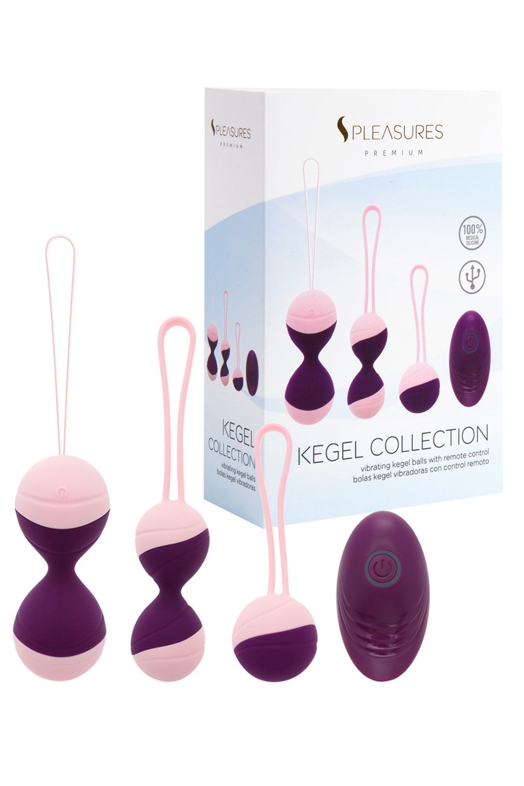 Набор вагинальных шариков Pleasures Premium Kegel Collection, 3 шт (фиолетовый)