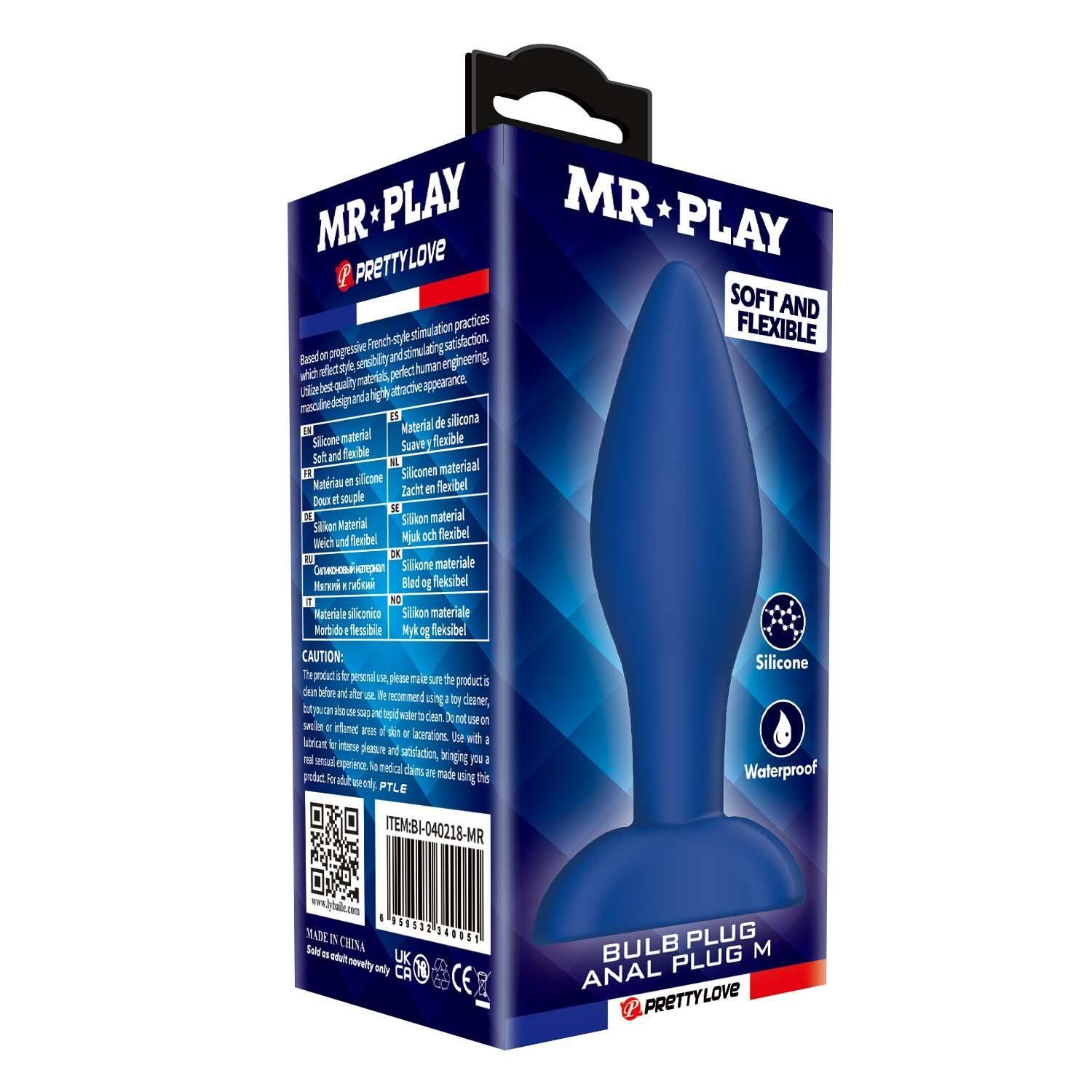 Korek analny Mr. Play Bulb M, 10.5 cm (niebieski)