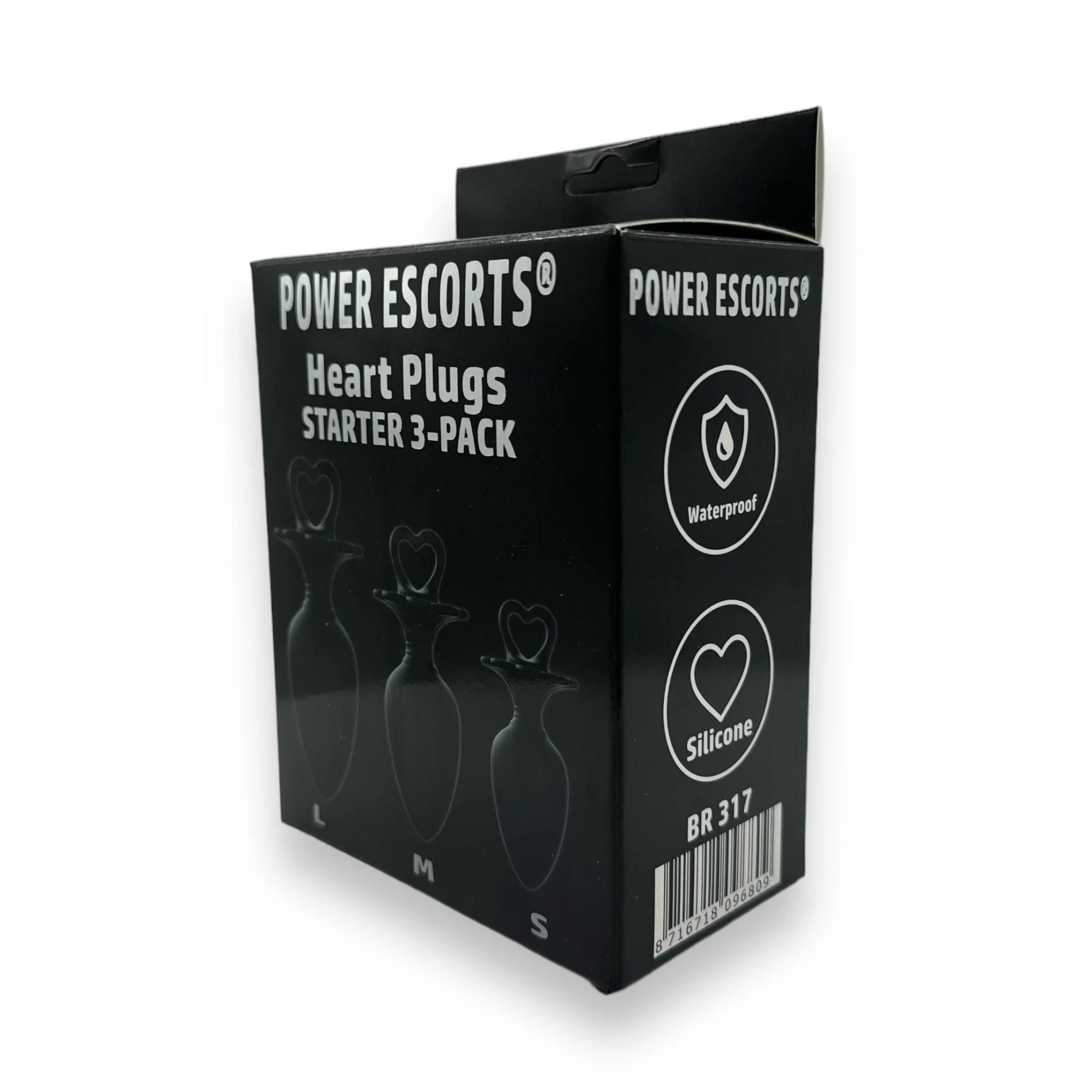 Набір анальних пробок Power Escorts Heart Plug Anal, 3 шт (чорний)