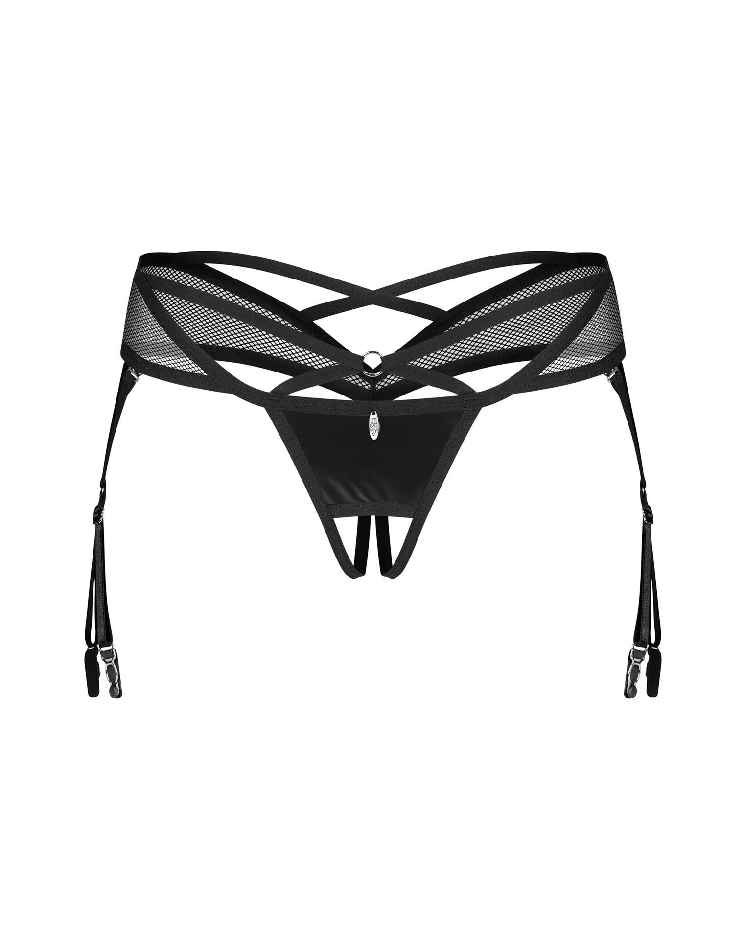 Стринги Obsessive Dominna otwarte, S/M (черный)