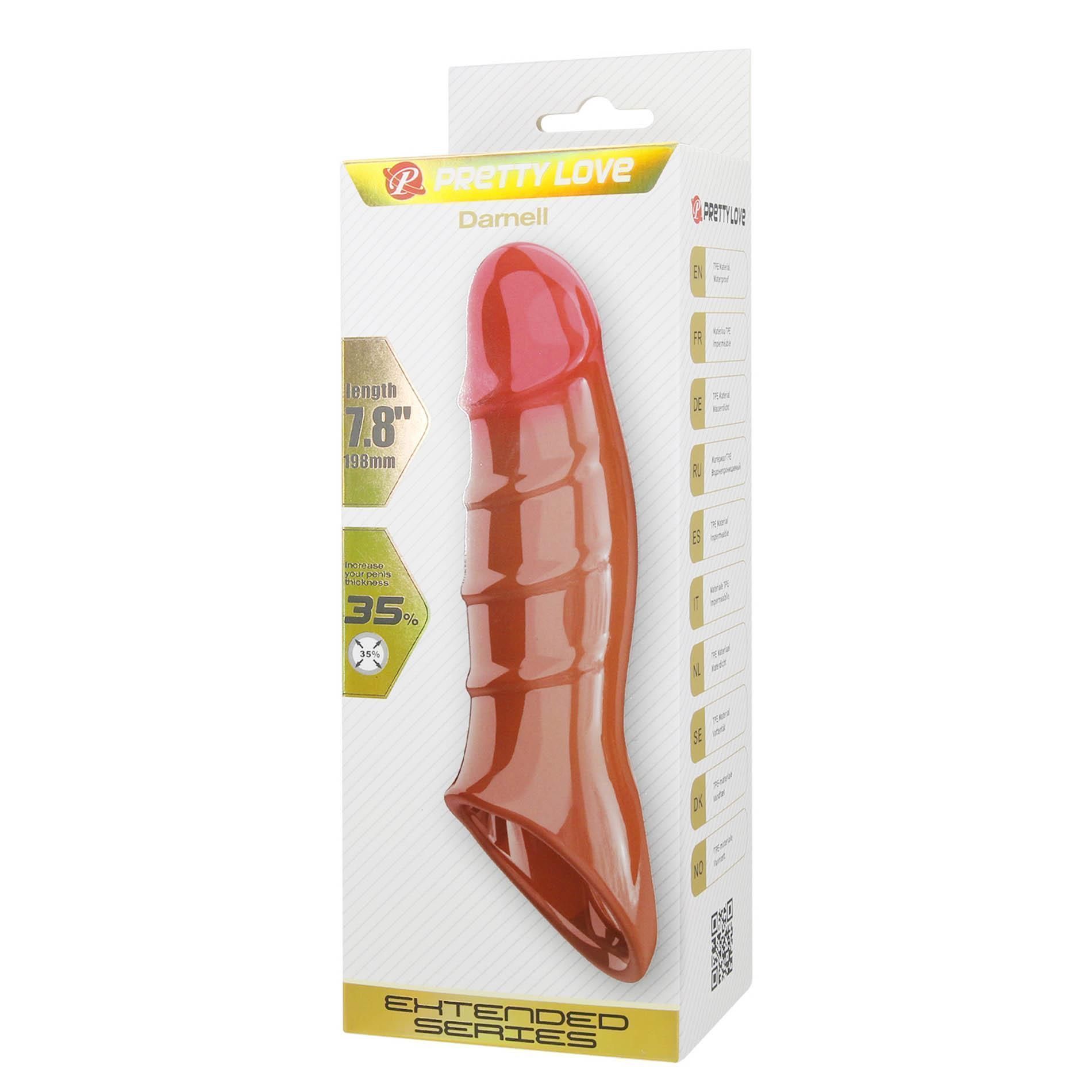 Насадка на пенис Pretty Love Penis Sleeve Damell, 19.8 см (коричневый)