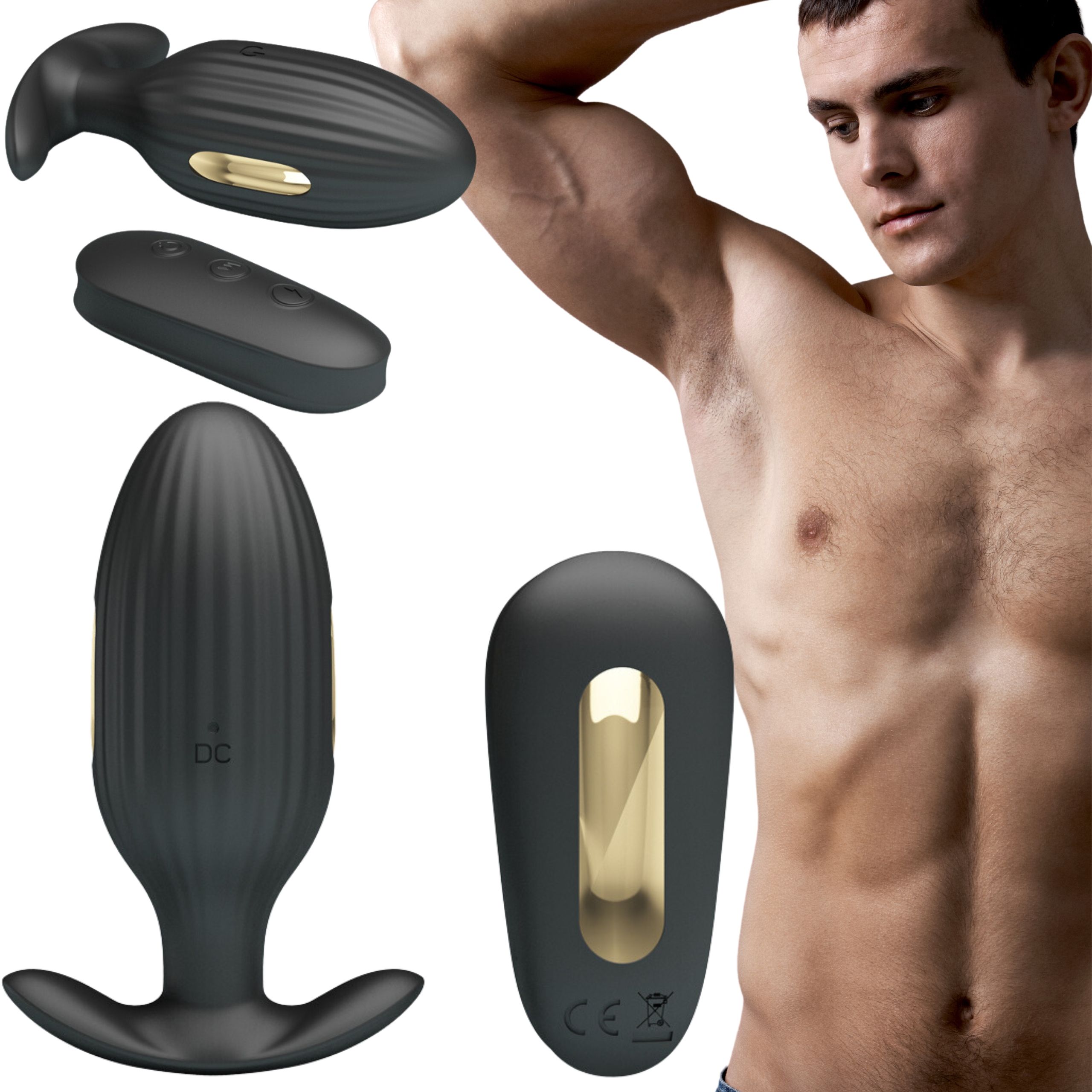 Анальна пробка Pretty Love Electric Shock Massager, 9,2 см (чорний)