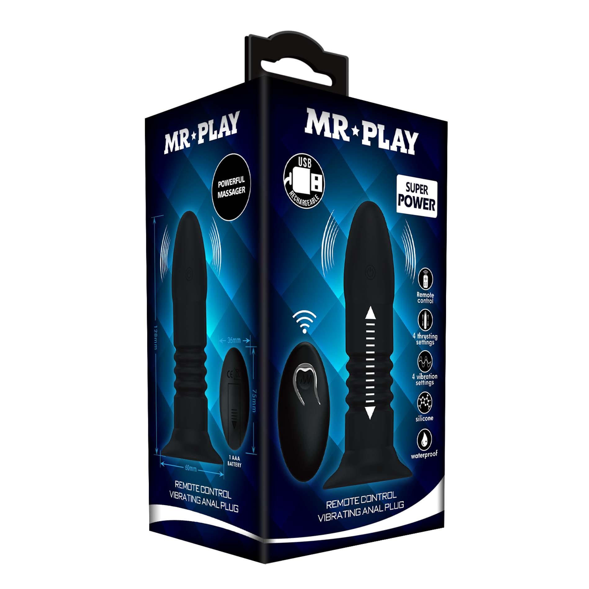 Korek analny Mr. Play Remote Control, 13.8 cm (czarny)