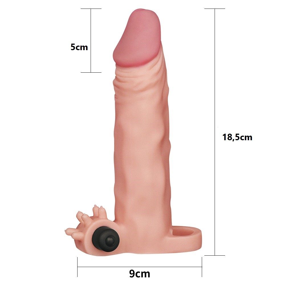 Насадка на пенис с вибрацией LoveToy Pleasure X-Tender, 18,5 см (телесный)