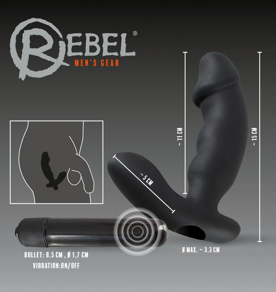 Масажер простати Orion Rebel Cock-Shaped Vibe, 15 см (чорний)