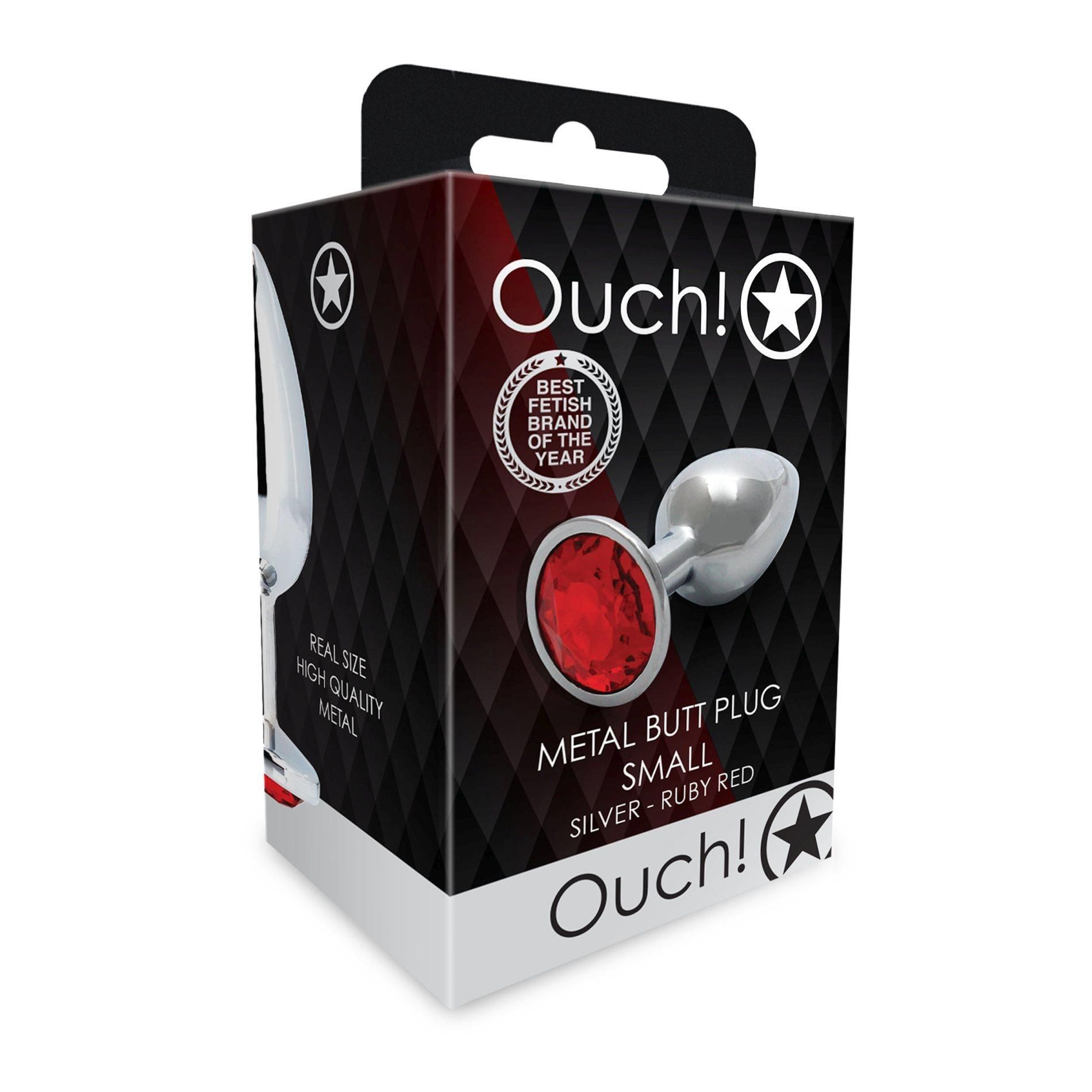 Korek analny Ouch! Round Gem S, 6.2 cm (czerwony)