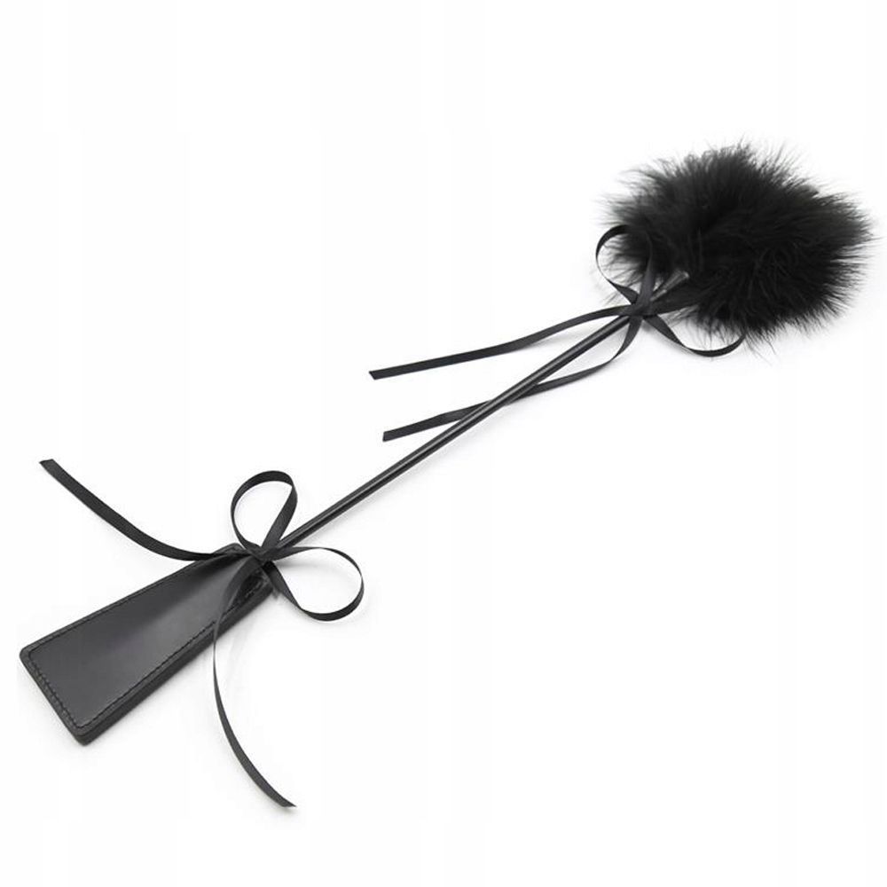 FETISH ADDICT Feather Tickler and Paddle - Szpicruta, Czarny, 45 cm