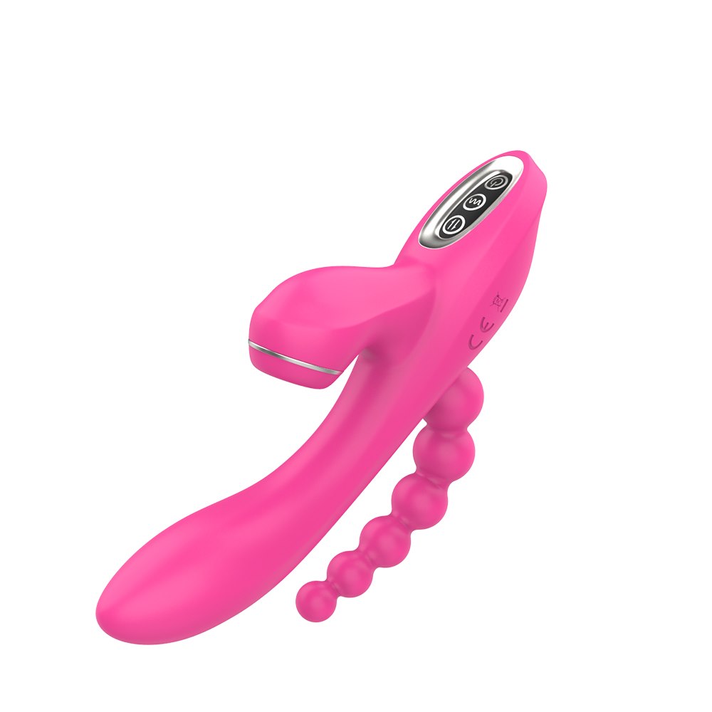 Вибратор Sweet Play Sucking Vibrator With Anal Beads A3, 20.8 см (розовый)
