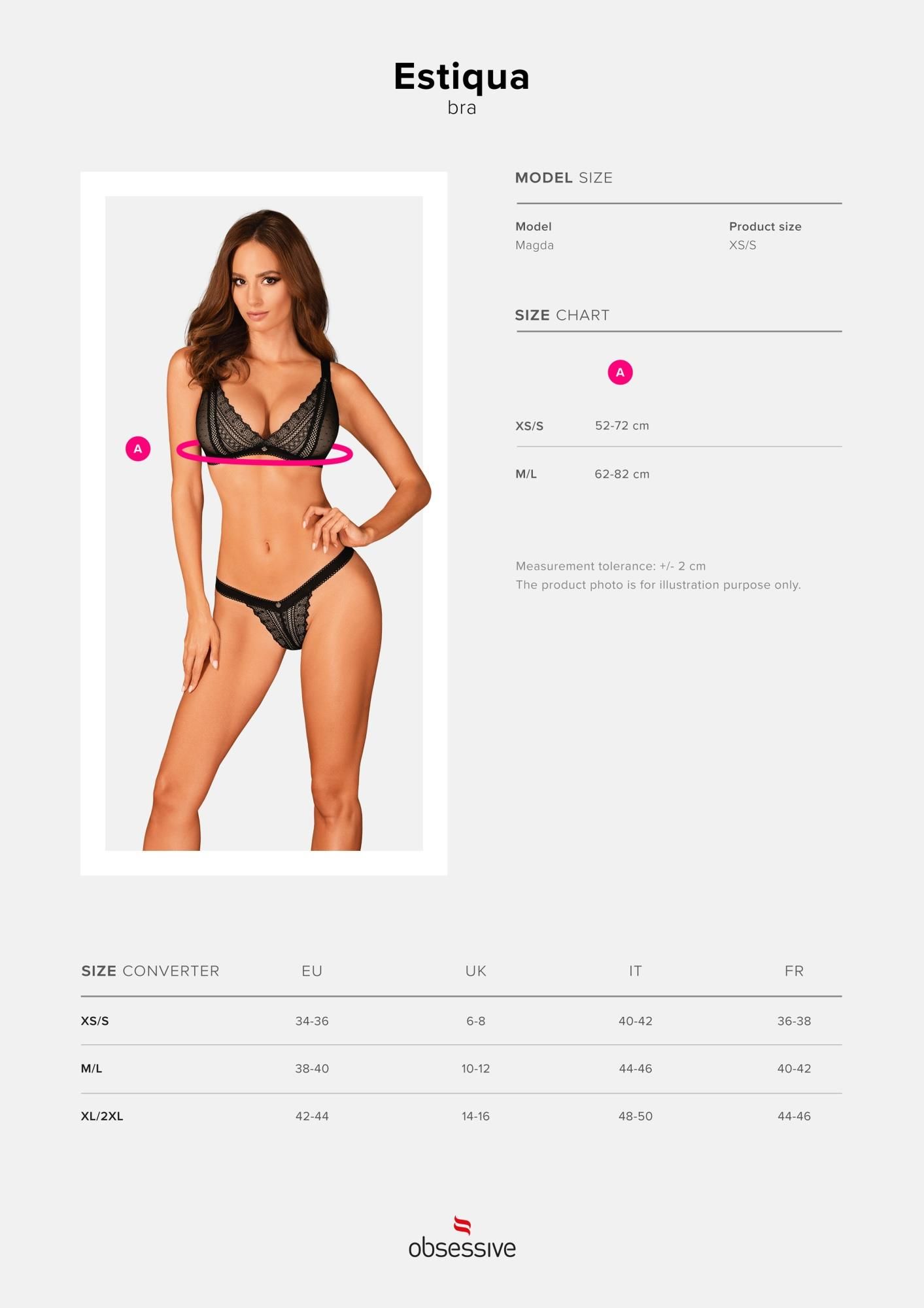 Biustonosz Obsessive Estiqua, XS/S (czarny)