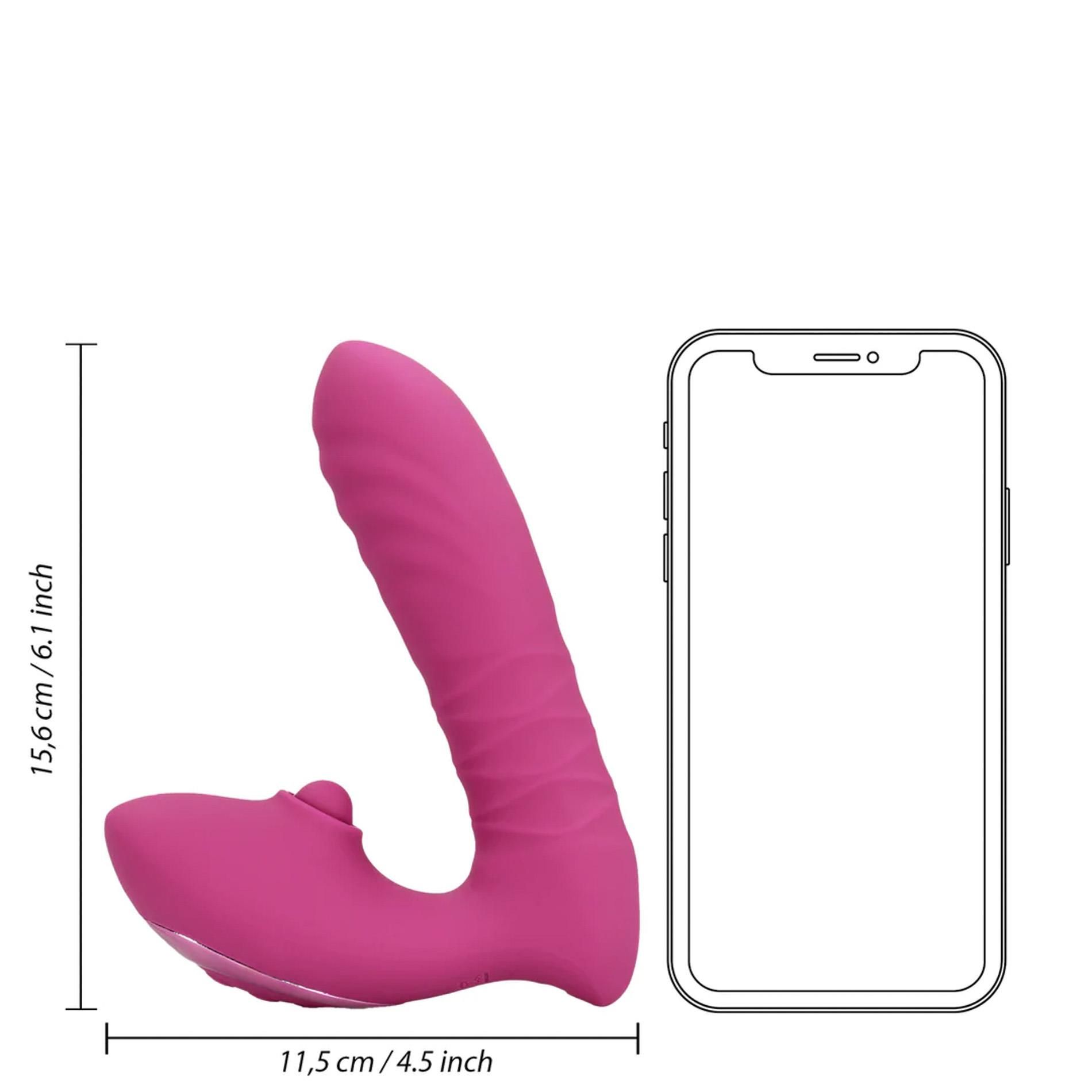 Вибратор Loveline Thrusting and Tapping, 15.6 см (розовый)